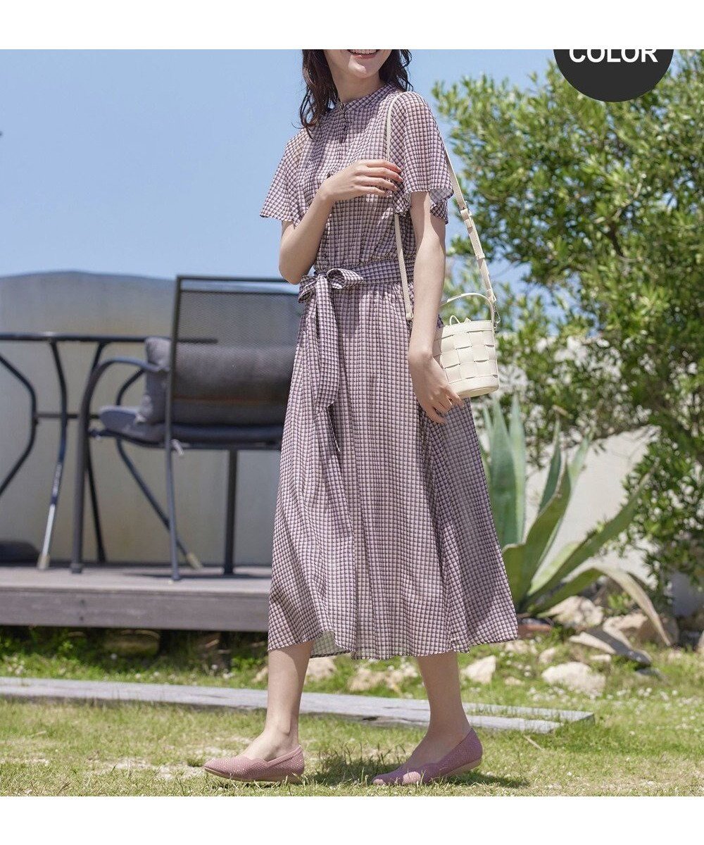 【ティアクラッセ/Tiaclasse】の【新色追加・洗える】チェック柄フレア袖シアーワンピース 人気、トレンドファッション・服の通販 founy(ファニー) 　ファッション　Fashion　レディースファッション　Fashion for Women　ワンピース　Dresses　ウォッシャブル　Machine Washable　春　Spring　洗える　Machine Washable　シアー　Sheer, See-Through　シフォン　Chiffon, Lightweight Fabric　シューズ　Shoes, Footwear　チェック　Check, Plaid, Tartan　チュニック　Tunic, Long Top　フィット　Fit, Slim Fit　フレア　Flare, Flared　ポケット　Pocket, Pocket Detail　半袖　Short Sleeve, Half Sleeve　リボン　Ribbon, Bow　S/S・春夏　SS, Spring/Summer, Warm Season　再入荷　Restock / Back in Stock　夏　Summer　エレガント 上品　Elegant　新作・新入荷　New Arrivals / New In　 other-1|ID: prp329100004494836 ipo3291000000035213257