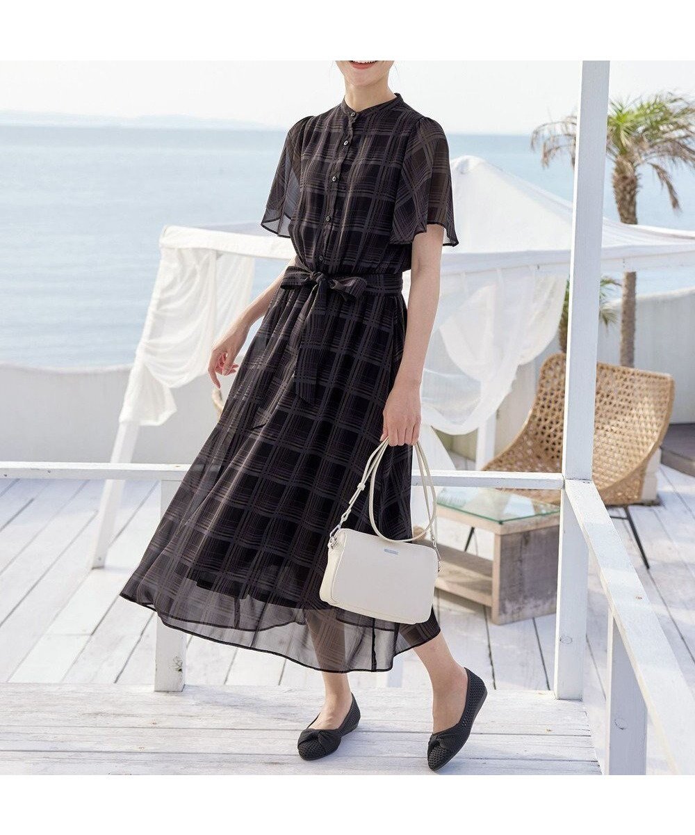 【ティアクラッセ/Tiaclasse】の【新色追加・洗える】チェック柄フレア袖シアーワンピース インテリア・キッズ・メンズ・レディースファッション・服の通販 founy(ファニー) 　ファッション　Fashion　レディースファッション　Fashion for Women　ワンピース　Dresses　ウォッシャブル　Machine Washable　春　Spring　洗える　Machine Washable　シアー　Sheer, See-Through　シフォン　Chiffon, Lightweight Fabric　シューズ　Shoes, Footwear　チェック　Check, Plaid, Tartan　チュニック　Tunic, Long Top　フィット　Fit, Slim Fit　フレア　Flare, Flared　ポケット　Pocket, Pocket Detail　半袖　Short Sleeve, Half Sleeve　リボン　Ribbon, Bow　S/S・春夏　SS, Spring/Summer, Warm Season　再入荷　Restock / Back in Stock　夏　Summer　エレガント 上品　Elegant　新作・新入荷　New Arrivals / New In　ブラック|ID: prp329100004494836 ipo3291000000035213262