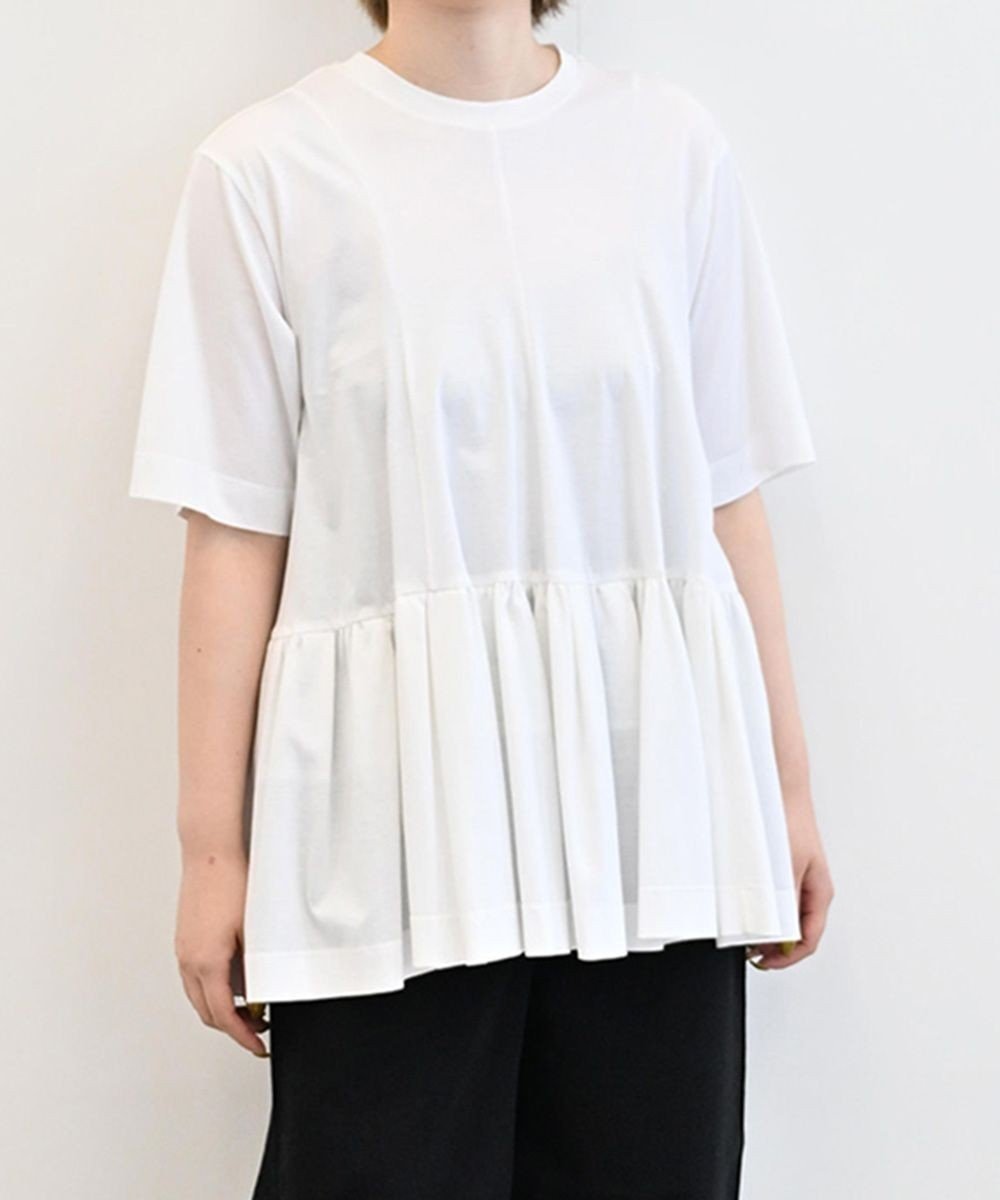 【フォルフォルモ/FORFORMO】の【洗える/接触冷感/UVカット】Gather Flare T-shirt ギャザーフレアTシャツ 人気、トレンドファッション・服の通販 founy(ファニー) 　ファッション　Fashion　レディースファッション　Fashion for Women　トップス・カットソー　Cut & Sew Tops　シャツ・ブラウス・オフィスカジュアル　Elegant Blouses & Button-Ups　ロングTシャツ・Tシャツ　Longline T-Shirts & Tees　カットソー・ベーシックTシャツ　Cut-and-Sewn Tops / Stretch Tees & Basics　洗える　Machine Washable　カットソー　Cut and Sewn Top　ギャザー　Gathered, Ruffled　シルク　Silk, 100% Silk　フォルム　Silhouette, Form　フレア　Flare, Flared　A/W・秋冬　Autumn/Winter　S/S・春夏　SS, Spring/Summer, Warm Season　夏　Summer　 other-1|ID: prp329100004494891 ipo3291000000032743518