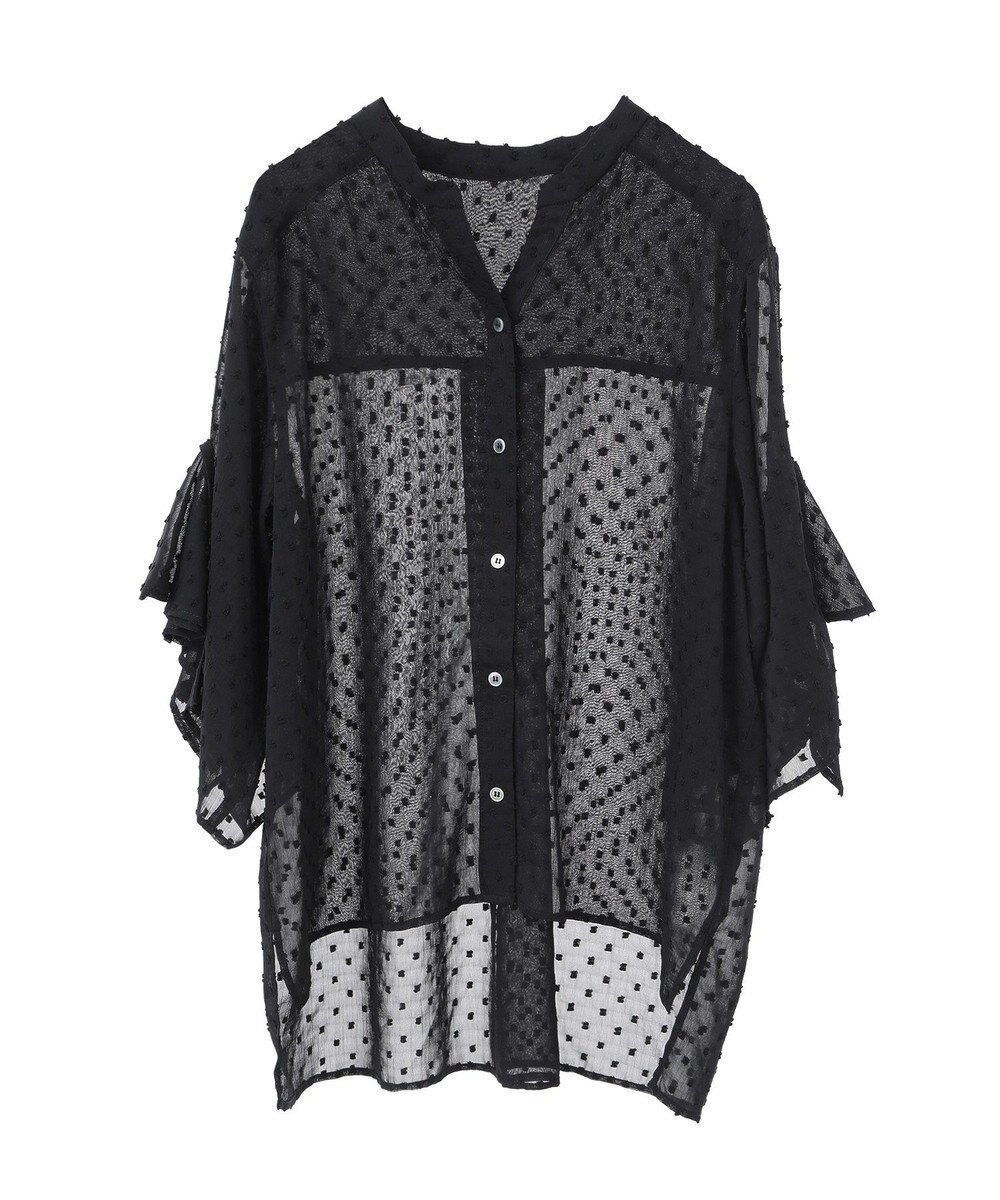 【イェッカ ヴェッカ/YECCA VECCA】の袖フリルドビードットシアーシャツ インテリア・キッズ・メンズ・レディースファッション・服の通販 founy(ファニー) 　ファッション　Fashion　レディースファッション　WOMEN　トップス・カットソー　Tops/Tshirt　シャツ/ブラウス　Shirts/Blouses　ドット　Dot　フェミニン　Feminine　フリル　Frills　ヘムライン　Hemline　ポケット　Pocket　エレガント 上品　Elegant　夏　Summer　春　Spring　S/S・春夏　Ss・Spring/Summer　Black|ID: prp329100004495013 ipo3291000000031701951