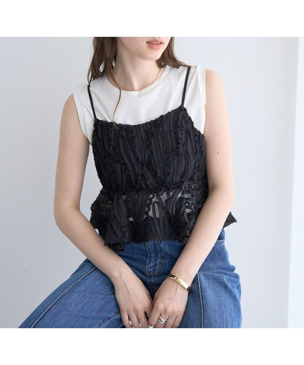 【イェッカ ヴェッカ/YECCA VECCA】のチュールバテンレースオーバーキャミ インテリア・キッズ・メンズ・レディースファッション・服の通販 founy(ファニー) 　ファッション　Fashion　レディースファッション　WOMEN　トップス・カットソー　Tops/Tshirt　キャミソール / ノースリーブ　No Sleeves　おすすめ　Recommend　キャミソール　Camisole　コンパクト　Compact　ペプラム　Peplum　ポケット　Pocket　リボン　Ribbon　夏　Summer　春　Spring　S/S・春夏　Ss・Spring/Summer　Black|ID: prp329100004495036 ipo3291000000031830788