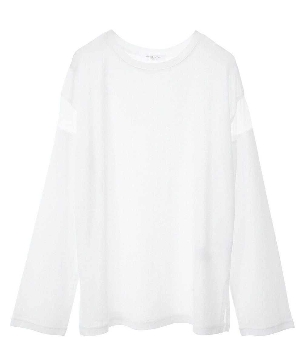 【グリーンパークス/Green Parks】のシアー切替長袖プルオーバー 人気、トレンドファッション・服の通販 founy(ファニー) 　ファッション　Fashion　レディースファッション　Fashion for Women　トップス・カットソー　Cut & Sew Tops　シャツ・ブラウス・オフィスカジュアル　Elegant Blouses & Button-Ups　ロングTシャツ・Tシャツ　Longline T-Shirts & Tees　カジュアルプルオーバー・ニットトップス　Pullovers & Knit Tops / Casual Pullovers　カットソー・ベーシックTシャツ　Cut-and-Sewn Tops / Stretch Tees & Basics　カットソー　Cut and Sewn Top　シアー　Sheer, See-Through　チュール　Tulip, Tulip Motif　ベーシック　Basic, Essential　ボーダー　Border, Stripe　ポケット　Pocket, Pocket Detail　切替　Switching, Contrast Panel　夏　Summer　春　Spring　S/S・春夏　SS, Spring/Summer, Warm Season　無地　Plain, Solid Color　長袖　Long Sleeve, Full Sleeve　 other-1|ID: prp329100004495068 ipo3291000000031830615
