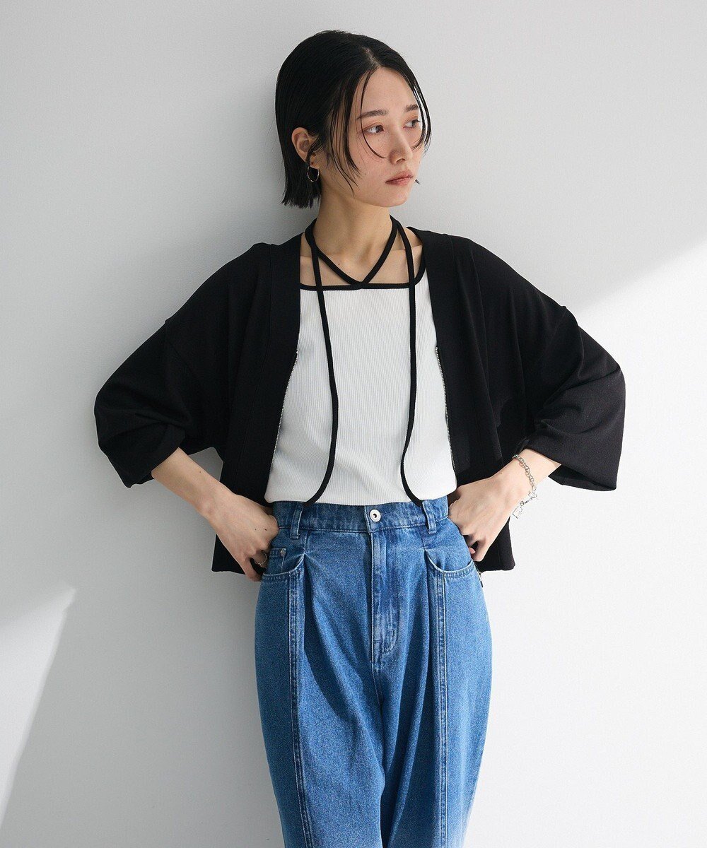 【グリーンパークス/Green Parks】のフロントZIPニットカーディガン インテリア・キッズ・メンズ・レディースファッション・服の通販 founy(ファニー) 　ファッション　Fashion　レディースファッション　WOMEN　トップス・カットソー　Tops/Tshirt　ニット　Knit Tops　カーディガン　Cardigans　おすすめ　Recommend　カーディガン　Cardigan　ストレッチ　Stretch　フロント　Front　ポケット　Pocket　レギュラー　Regular　夏　Summer　春　Spring　S/S・春夏　Ss・Spring/Summer　Black|ID: prp329100004495074 ipo3291000000031702396