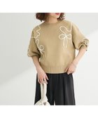 【グリーンパークス/Green Parks】の・ELENCARE DUE ライン刺繍5分袖ニット Beige|ID: prp329100004495138 ipo3291000000031702721