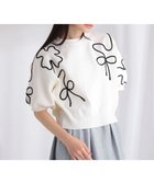 【グリーンパークス/Green Parks】の・ELENCARE DUE ライン刺繍5分袖ニット Off White|ID: prp329100004495138 ipo3291000000032429872