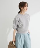 【グリーンパークス/Green Parks】の・ELENCARE DUE ライン刺繍5分袖ニット Gray|ID: prp329100004495138 ipo3291000000032429875