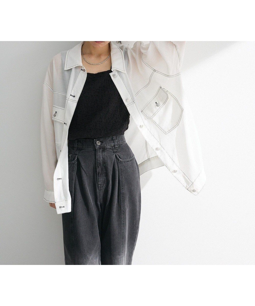【グリーンパークス/Green Parks】の・ELENCARE DUE カラーステッチシアーGジャン インテリア・キッズ・メンズ・レディースファッション・服の通販 founy(ファニー) 　ファッション　Fashion　レディースファッション　WOMEN　アウター　Coat Outerwear　ジャケット　Jackets　デニムジャケット　Denim Jackets　シアー　Sheer　ジャケット　Jacket　デニム　Denim　ポケット　Pocket　メタル　Metal　夏　Summer　春　Spring　S/S・春夏　Ss・Spring/Summer　Off White|ID: prp329100004495141 ipo3291000000031702749