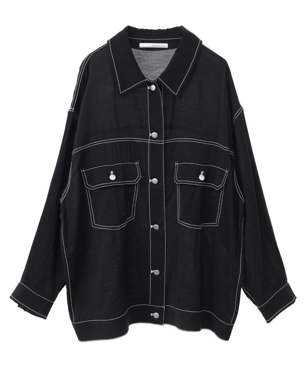 【グリーンパークス/Green Parks】の・ELENCARE DUE カラーステッチシアーGジャン インテリア・キッズ・メンズ・レディースファッション・服の通販 founy(ファニー) 　ファッション　Fashion　レディースファッション　WOMEN　アウター　Coat Outerwear　ジャケット　Jackets　デニムジャケット　Denim Jackets　シアー　Sheer　ジャケット　Jacket　デニム　Denim　ポケット　Pocket　メタル　Metal　夏　Summer　春　Spring　S/S・春夏　Ss・Spring/Summer　Black|ID: prp329100004495141 ipo3291000000031702753