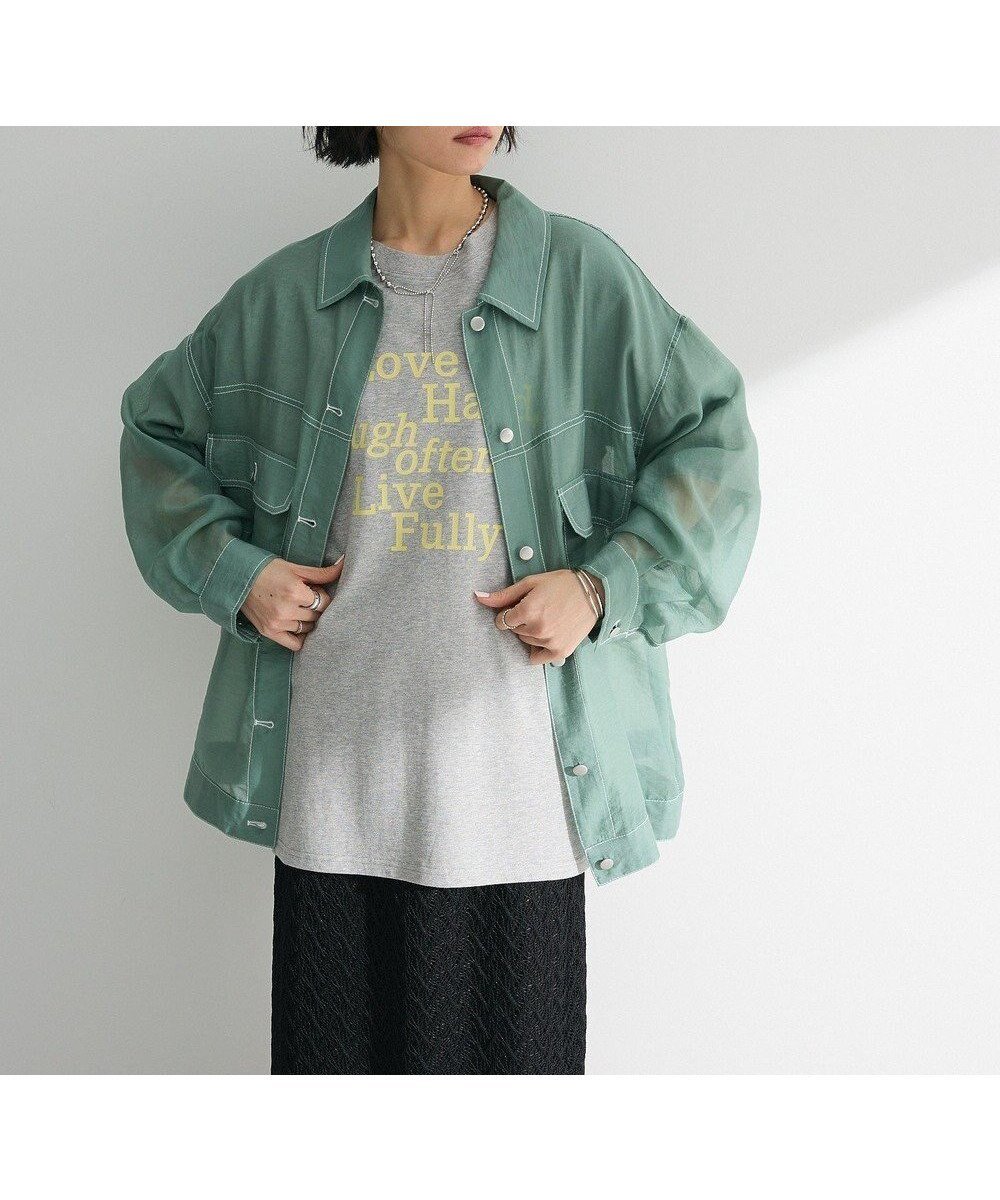 【グリーンパークス/Green Parks】の・ELENCARE DUE カラーステッチシアーGジャン インテリア・キッズ・メンズ・レディースファッション・服の通販 founy(ファニー) 　ファッション　Fashion　レディースファッション　WOMEN　アウター　Coat Outerwear　ジャケット　Jackets　デニムジャケット　Denim Jackets　シアー　Sheer　ジャケット　Jacket　デニム　Denim　ポケット　Pocket　メタル　Metal　夏　Summer　春　Spring　S/S・春夏　Ss・Spring/Summer　Green|ID: prp329100004495141 ipo3291000000031702754