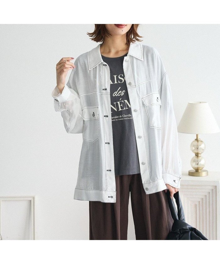 【グリーンパークス/Green Parks】の・ELENCARE DUE カラーステッチシアーGジャン インテリア・キッズ・メンズ・レディースファッション・服の通販 founy(ファニー) https://founy.com/ ファッション Fashion レディースファッション Fashion for Women アウター Coat / Outerwear Collection トップス・カットソー Cut & Sew Tops シャツ・ブラウス・オフィスカジュアル Elegant Blouses & Button-Ups シアー Sheer, See-Through ジャケット Jacket, Outerwear ボトム Bottoms, Lower Wear ポケット Pocket, Pocket Detail 夏 Summer S/S・春夏 SS, Spring/Summer, Warm Season A/W・秋冬 Autumn/Winter |ID: prp329100004495141 ipo3291000000033622559