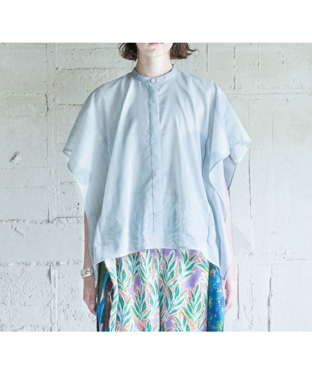 【コキュウ/COQ】の【家庭洗濯可能】SHORT CAPE 2 ブラウス インテリア・キッズ・メンズ・レディースファッション・服の通販 founy(ファニー) 　ファッション　Fashion　レディースファッション　WOMEN　トップス・カットソー　Tops/Tshirt　シャツ/ブラウス　Shirts/Blouses　インナー　Inner　春　Spring　洗える　Washable　コレクション　Collection　シアー　Sheer　ストライプ　Stripe　バランス　Balance　パイピング　Piping　パターン　Pattern　ボトム　Bottom　S/S・春夏　Ss・Spring/Summer　犬　Dog　夏　Summer　ブルー|ID: prp329100004495154 ipo3291000000032262266