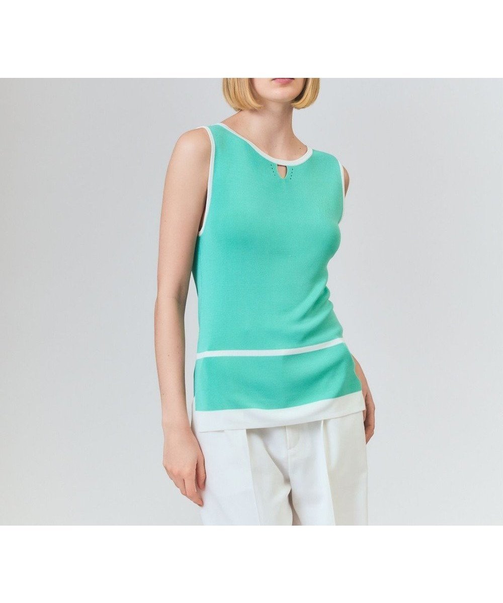 【グレース コンチネンタル/GRACE CONTINENTAL】のラインニットノースリーブ 人気、トレンドファッション・服の通販 founy(ファニー) 　ファッション　Fashion　レディースファッション　Fashion for Women　トップス・カットソー　Cut & Sew Tops　ニット　Knit Tops & Sweaters　キャミソール&ノースリーブ　Camisoles & Sleeveless Tops　デニム　Denim, Jeans Material　トライアングル　Triangle, Triangular Shape　ワーク　Workwear, Utility Style　エレガント 上品　Elegant　夏　Summer　春　Spring　S/S・春夏　SS, Spring/Summer, Warm Season　 other-1|ID: prp329100004495166 ipo3291000000032743186