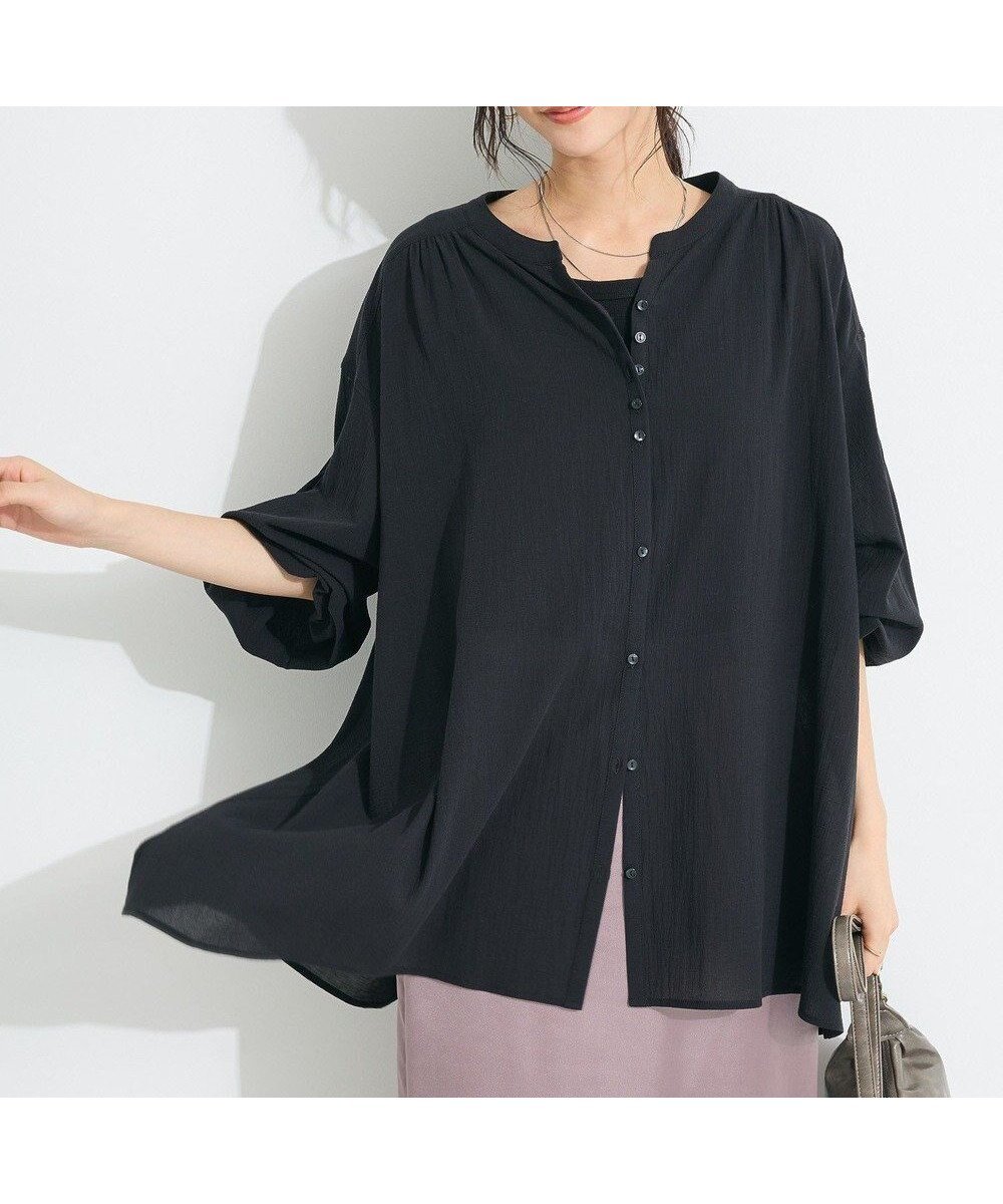 【クラフトスタンダードブティック/CRAFT STANDARD BOUTIQUE】のジョーゼットスキッパーシャツ インテリア・キッズ・メンズ・レディースファッション・服の通販 founy(ファニー) 　ファッション　Fashion　レディースファッション　Ladies' Fashion Online　トップス・カットソー　Tops/Tshirt　シャツ/ブラウス　Shirts/Blouses　春　Spring　ジョーゼット　Georgette　スキッパー　Skipper　スリーブ　Sleeve　デコルテ　Decolletage　フロント　Front　プリーツ　Pleats　ポケット　Pocket　羽織　Haori　ランダム　Random　S/S・春夏　Ss・Spring/Summer　おすすめ　Recommend　夏　Summer　エレガント 上品　Elegant　2025年　2025　2025春夏・S/S　Ss,Spring/Summer,2025　Black|ID: prp329100004495217 ipo3291000000032317294