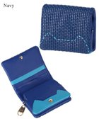 【ツモリチサト キャリー/tsumori chisato CARRY】のエンボスメッシュ 2つ折り財布 ミニ財布 ネコステッチ ネイビー|ID: prp329100004495412 ipo3291000000031831674