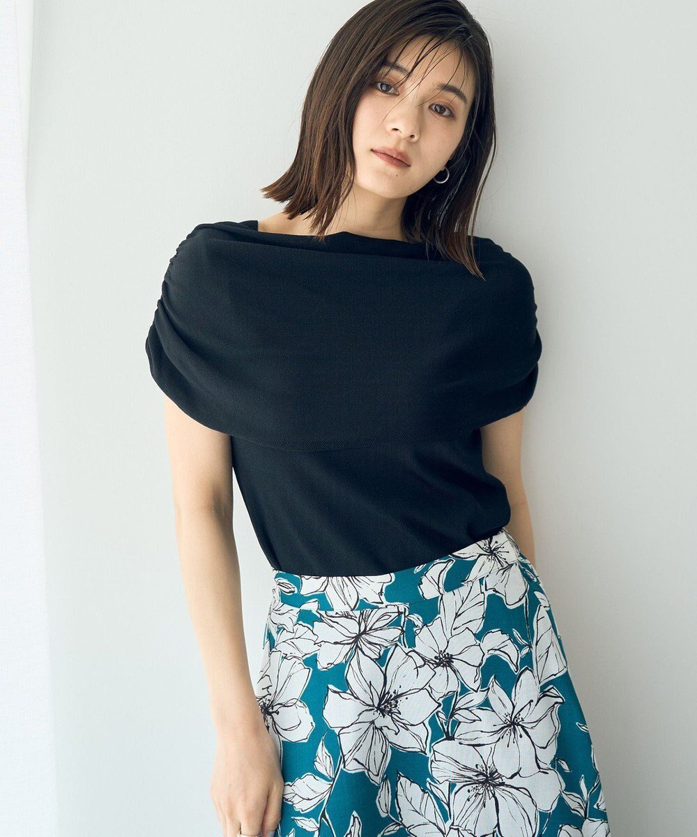 【イェッカ ヴェッカ/YECCA VECCA】のシャーリングオフショルニット インテリア・キッズ・メンズ・レディースファッション・服の通販 founy(ファニー) 　ファッション　Fashion　レディースファッション　WOMEN　トップス・カットソー　Tops/Tshirt　ニット　Knit Tops　おすすめ　Recommend　ギャザー　Gather　セーター　Sweater　フィット　Fit　ボーダー　Border　ポケット　Pocket　エレガント 上品　Elegant　夏　Summer　春　Spring　S/S・春夏　Ss・Spring/Summer　Black|ID: prp329100004496220 ipo3291000000031830532