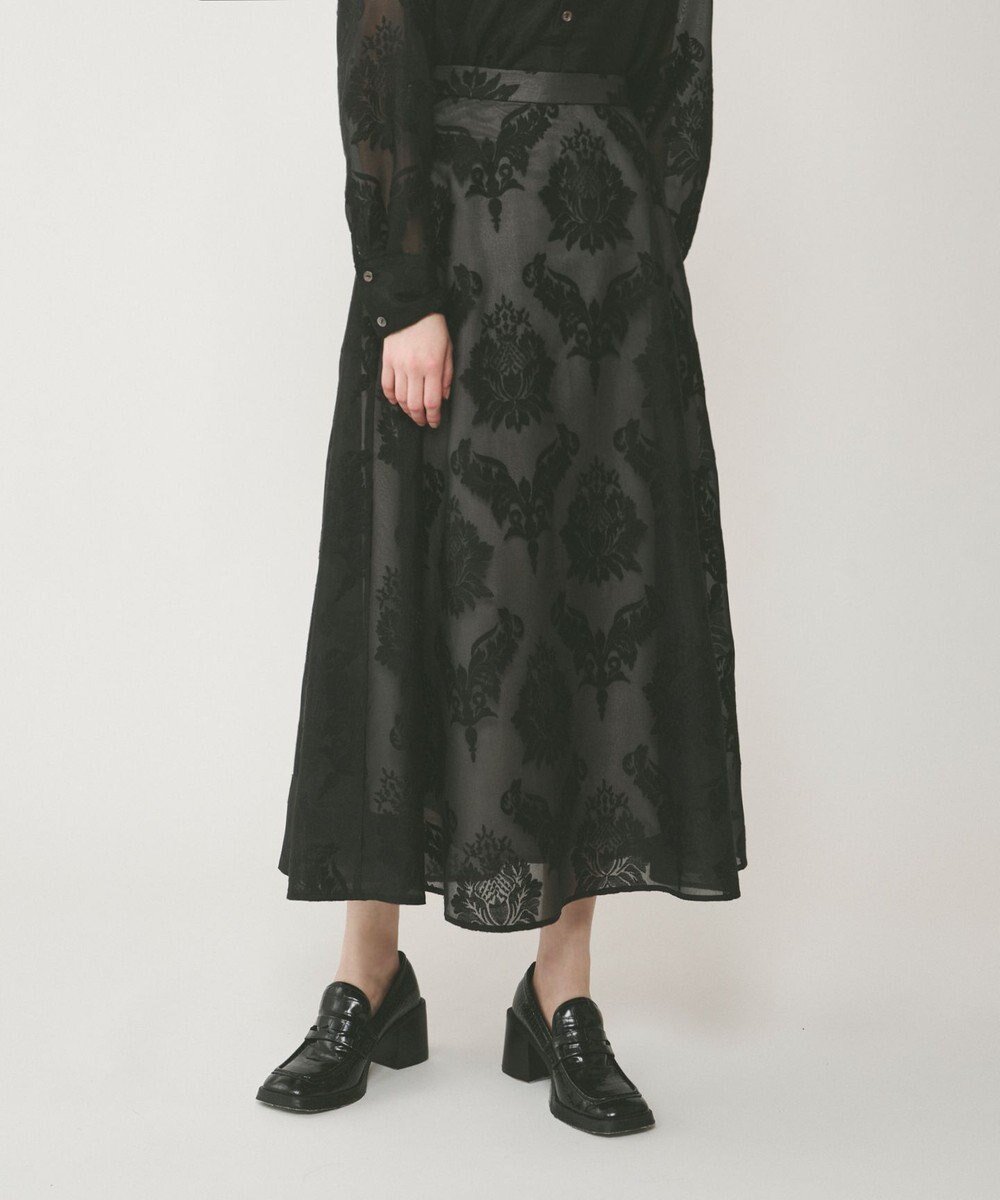 【グレース コンチネンタル/GRACE CONTINENTAL】のオーナメントロングスカート インテリア・キッズ・メンズ・レディースファッション・服の通販 founy(ファニー) 　ファッション　Fashion　レディースファッション　WOMEN　スカート　Skirt　ロングスカート　Long Skirt　オーガンジー　Organdy　春　Spring　シアー　Sheer　シフォン　Chiffon　セットアップ　Set Up　フレア　Flare　リラックス　Relax　ロング　Long　S/S・春夏　Ss・Spring/Summer　おすすめ　Recommend　夏　Summer　エレガント 上品　Elegant　ブラック|ID: prp329100004496260 ipo3291000000031714506