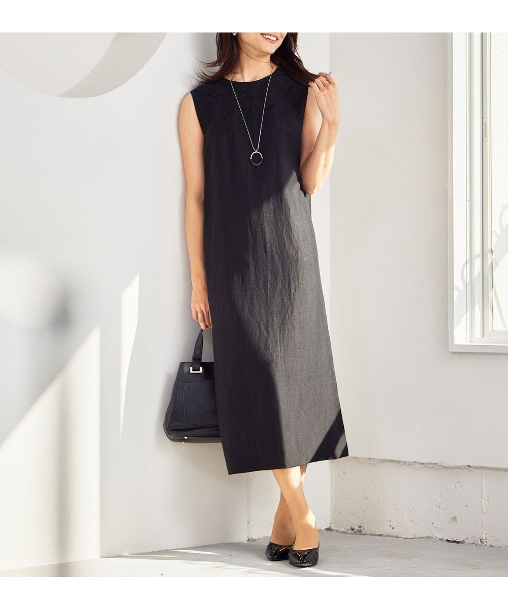 【自由区/JIYU-KU】の【洗える】エンブロイダリーノースリーブ ワンピース 人気、トレンドファッション・服の通販 founy(ファニー) 　ファッション　Fashion　レディースファッション　WOMEN　ワンピース　Dress　コンパクト　Compact　サテン　Satin　シンプル　Simple　ストレート　Straight　ドレープ　Drape　ノースリーブ　No Sleeve　モチーフ　Motif　リネン　Linen　リュクス　Luxe　夏　Summer　春　Spring　S/S・春夏　Ss・Spring/Summer　洗える　Washable　 other-1|ID: prp329100004496272 ipo3291000000031715149