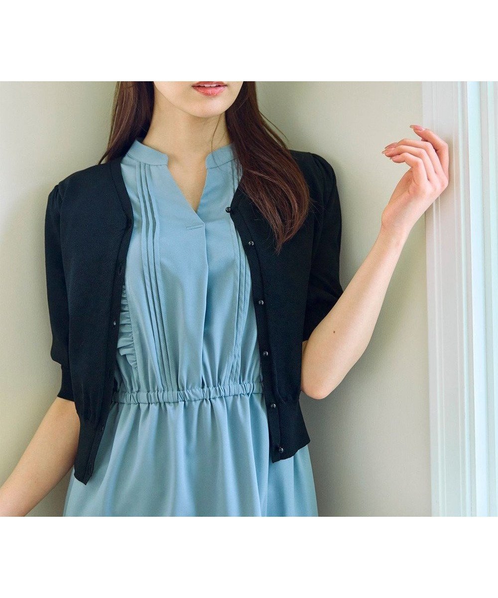 【フェルゥ/Feroux】の【洗える】ハーフスリーブ カーディガン インテリア・キッズ・メンズ・レディースファッション・服の通販 founy(ファニー) 　ファッション　Fashion　レディースファッション　Fashion for Women　トップス・カットソー　Cut & Sew Tops　カーディガン・羽織り　Layered Style Cardigans　おすすめ　Recommended / Our Picks　カーディガン　Cardigan, Knitwear　コンパクト　Compact, Small Size　シンプル　Simple, Minimal　スリーブ　Sleeve, Long Sleeve / Short Sleeve　ハーフ　Half, Half-Length　今季　This Season, Current Season　夏　Summer　定番　Standard, Basic Item　春　Spring　S/S・春夏　SS, Spring/Summer, Warm Season　洗える　Machine Washable　ブラック系|ID: prp329100004496602 ipo3291000000033480287