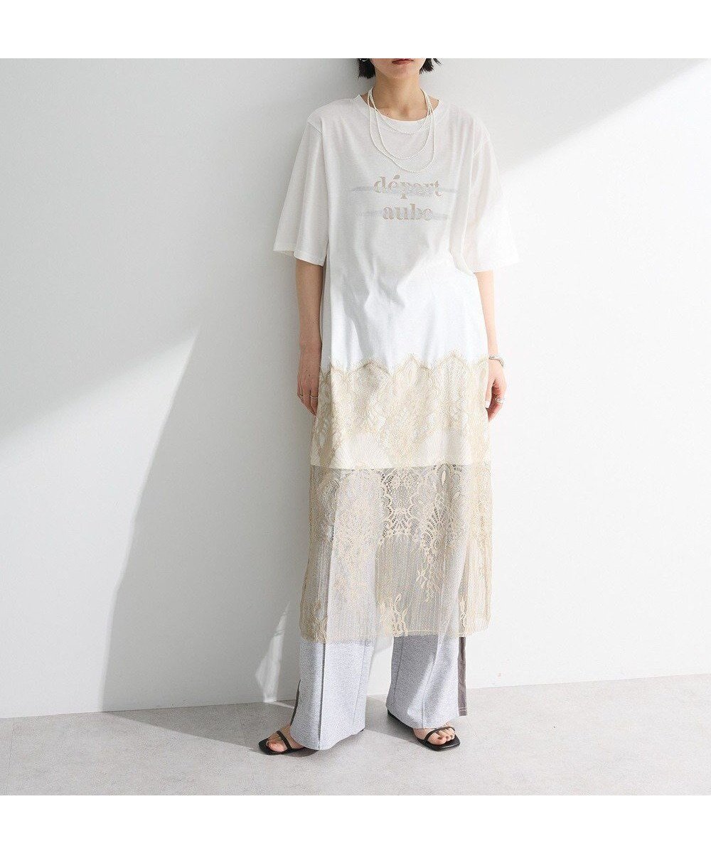 【グリーンパークス/Green Parks】の裾レースドッキングカットロゴチュニック 人気、トレンドファッション・服の通販 founy(ファニー) 　ファッション　Fashion　レディースファッション　Fashion for Women　ワンピース　Dresses　チュニック　Tunic Tops & Dresses　エレガント 上品　Elegant　シンプル　Simple, Minimal　チュニック　Tunic, Long Top　デニム　Denim, Jeans Material　トレンド　Trend, Trending Now　ドッキング　Docking, Mixed Material　プリント　Print, Printed Pattern　ポケット　Pocket, Pocket Detail　レース　Lace, Lace Fabric　ワイド　Wide, Wide Fit　夏　Summer　春　Spring　S/S・春夏　SS, Spring/Summer, Warm Season　 other-1|ID: prp329100004496719 ipo3291000000033530788