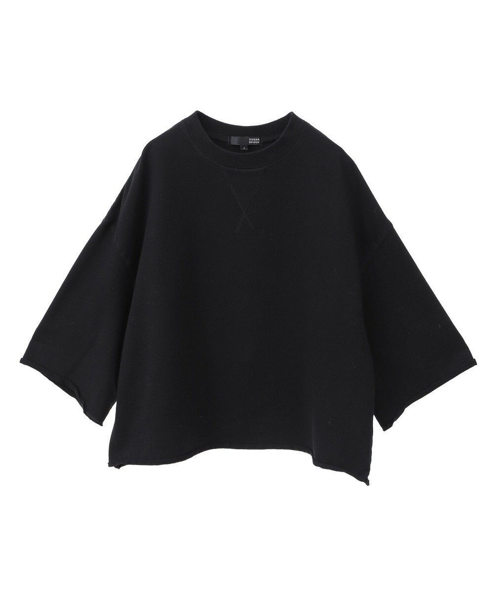 【グリーンパークス/Green Parks】の・SUGAR SPOON 7分袖ウラケスウェット インテリア・キッズ・メンズ・レディースファッション・服の通販 founy(ファニー) 　ファッション　Fashion　レディースファッション　WOMEN　トップス・カットソー　Tops/Tshirt　パーカ　Sweats　スウェット　Sweat　おすすめ　Recommend　シンプル　Simple　スウェット　Sweat　タートル　Turtle　ボトム　Bottom　ポケット　Pocket　リメイク　Remake　ルーズ　Loose　ロング　Long　夏　Summer　春　Spring　S/S・春夏　Ss・Spring/Summer　無地　Plain Color　Black|ID: prp329100004496723 ipo3291000000031722449