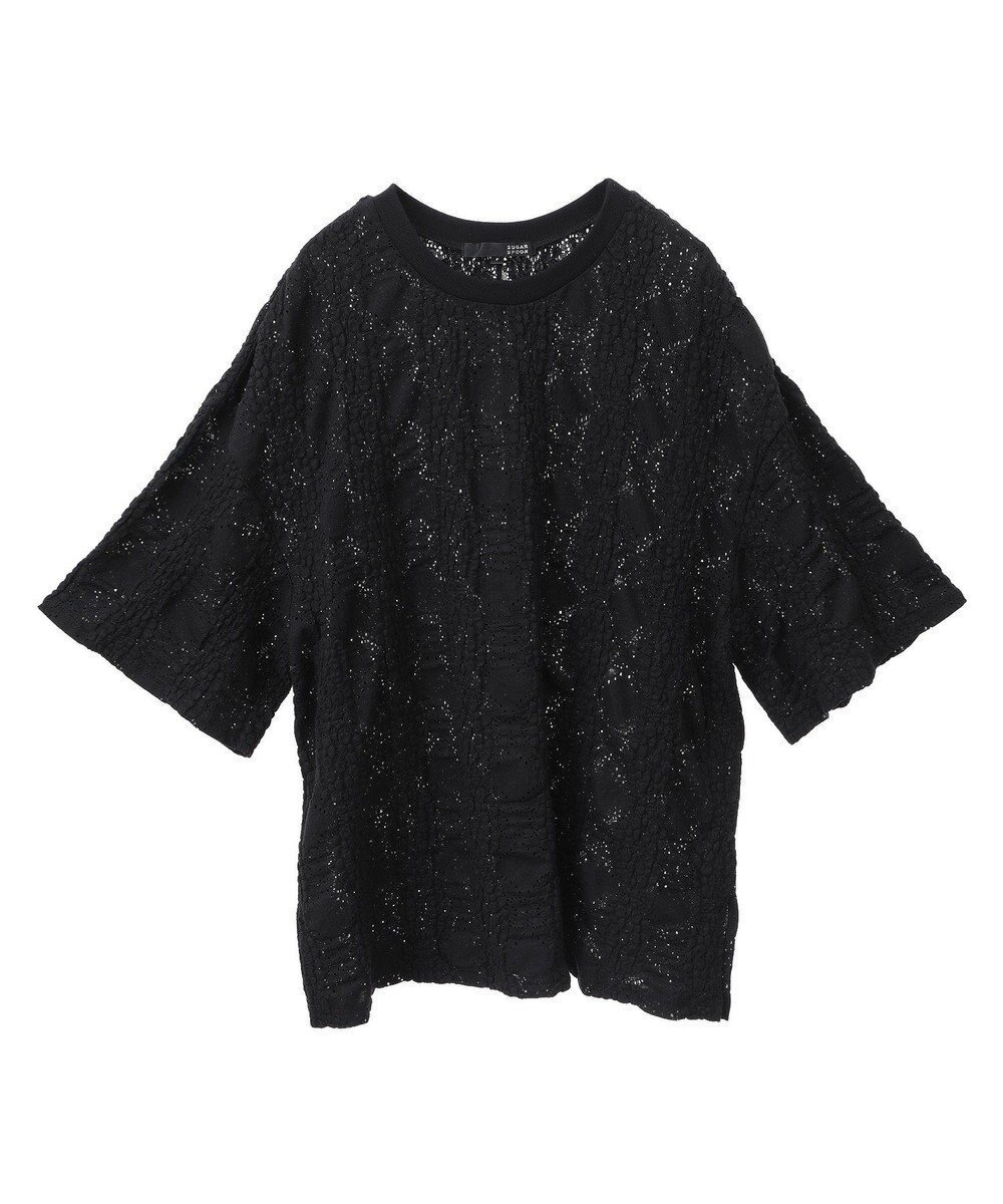 【グリーンパークス/Green Parks】の・SUGAR SPOON シャーリングカットレースTEE インテリア・キッズ・メンズ・レディースファッション・服の通販 founy(ファニー) 　ファッション　Fashion　レディースファッション　WOMEN　トップス・カットソー　Tops/Tshirt　シャツ/ブラウス　Shirts/Blouses　ロング / Tシャツ　T-Shirts　カットソー　Cut and Sewn　NEW・新作・新着・新入荷　New Arrivals　おすすめ　Recommend　カットソー　Cut And Sew　スリット　Slit　フェミニン　Feminine　ボトム　Bottom　ポケット　Pocket　レース　Race　夏　Summer　春　Spring　S/S・春夏　Ss・Spring/Summer　Black|ID: prp329100004496726 ipo3291000000031722472