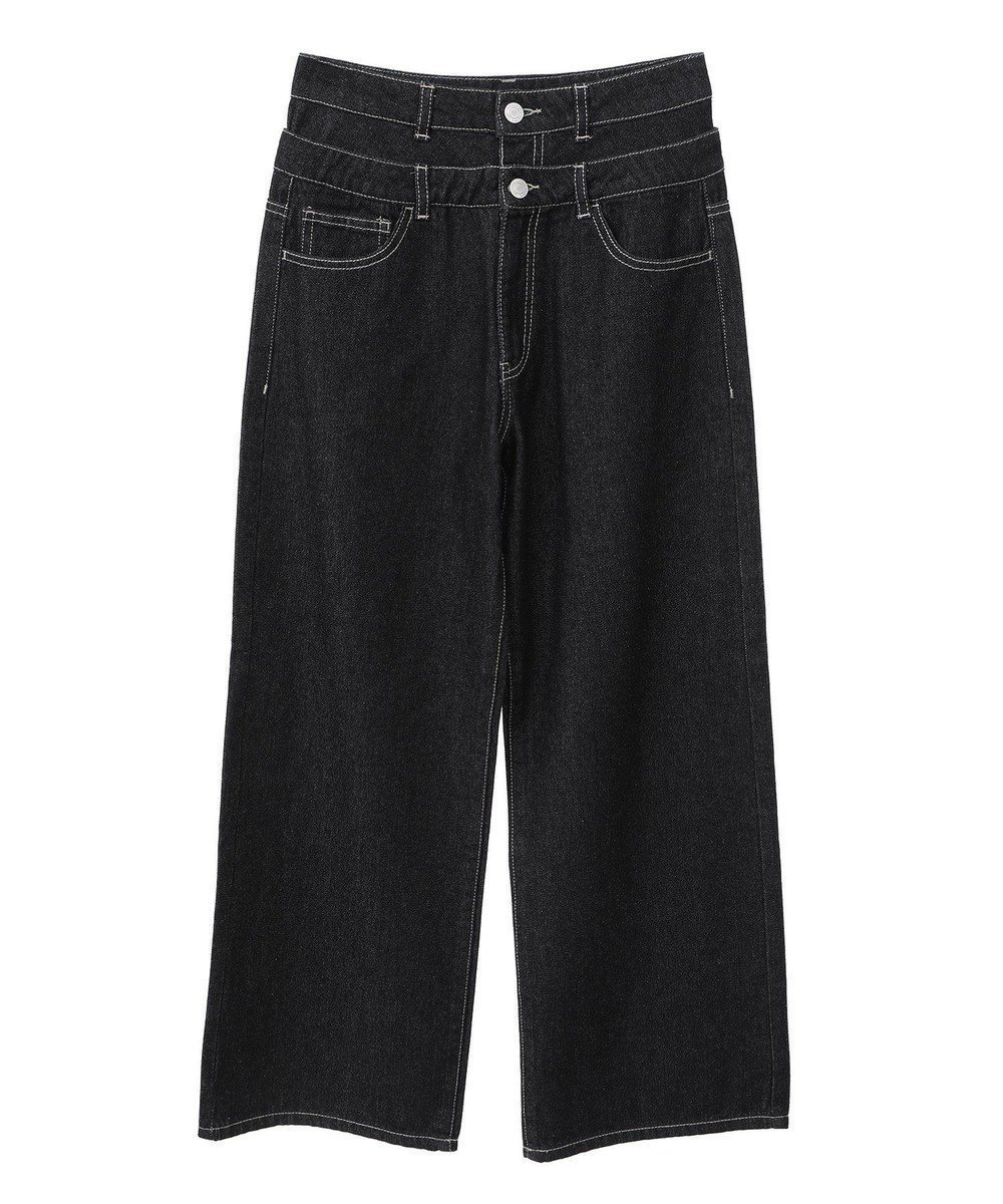 【グリーンパークス/Green Parks】の・ELENCARE DUE Wウエストデニムパンツ インテリア・キッズ・メンズ・レディースファッション・服の通販 founy(ファニー) 　ファッション　Fashion　レディースファッション　WOMEN　パンツ　Pants　デニムパンツ　Denim Pants　おすすめ　Recommend　ストレート　Straight　ダブル　Double　デニム　Denim　ポケット　Pocket　ワイド　Wide　夏　Summer　春　Spring　S/S・春夏　Ss・Spring/Summer　Black|ID: prp329100004496775 ipo3291000000031829733