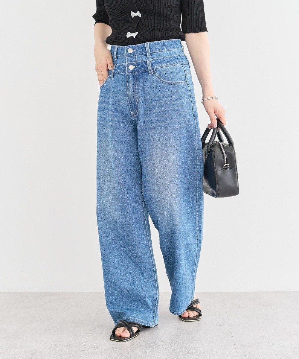 【グリーンパークス/Green Parks】の・ELENCARE DUE Wウエストデニムパンツ インテリア・キッズ・メンズ・レディースファッション・服の通販 founy(ファニー) 　ファッション　Fashion　レディースファッション　Ladies' Fashion Online　パンツ　Pants　デニムパンツ　Denim Pants　おすすめ　Recommend　ストレート　Straight　ダブル　Double　デニム　Denim　ポケット　Pocket　ワイド　Wide　夏　Summer　春　Spring　S/S・春夏　Ss・Spring/Summer　Indigo|ID: prp329100004496775 ipo3291000000032620243
