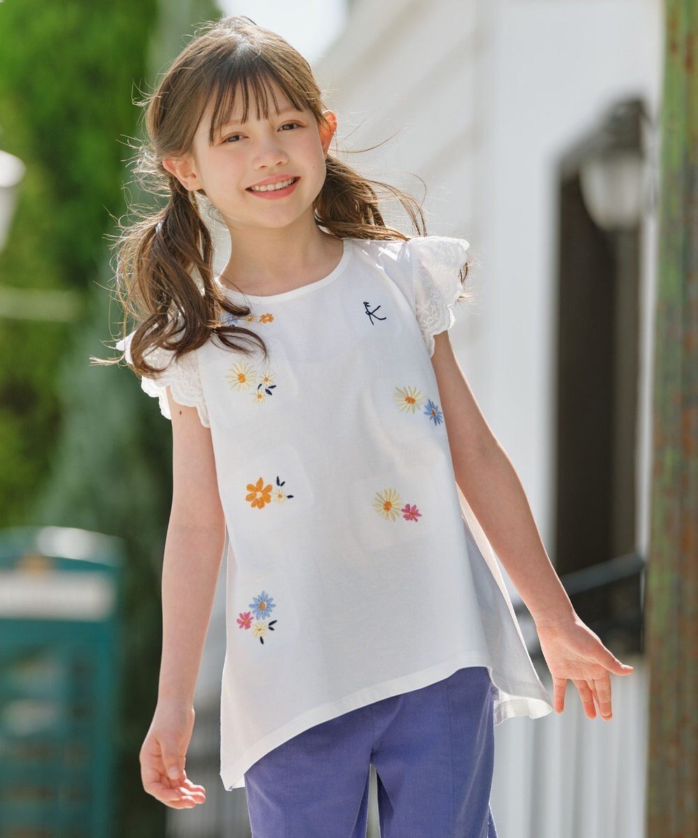 【組曲 / KIDS/KUMIKYOKU】の【110-140㎝】フラワーエンブロイダリー チュニック 人気、トレンドファッション・服の通販 founy(ファニー) 　ファッション　Fashion　キッズファッション　Fashion for Kids　トップス・カットソー　Cut & Sew Tops　カットソー　Cut and Sewn Top　キュロット　Culottes, Wide Shorts　チュニック　Tunic, Long Top　デニム　Denim, Jeans Material　レース　Lace, Lace Fabric　エレガント 上品　Elegant　夏　Summer　春　Spring　S/S・春夏　SS, Spring/Summer, Warm Season　 other-1|ID: prp329100004497744 ipo3291000000034177008