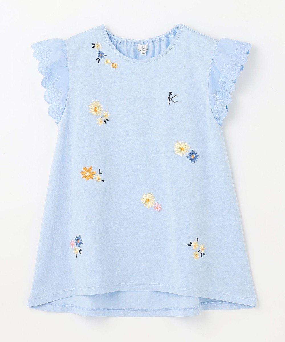 【組曲 / KIDS/KUMIKYOKU】の【110-140㎝】フラワーエンブロイダリー チュニック インテリア・キッズ・メンズ・レディースファッション・服の通販 founy(ファニー) 　ファッション　Fashion　キッズファッション　Fashion for Kids　トップス・カットソー　Cut & Sew Tops　カットソー　Cut and Sewn Top　キュロット　Culottes, Wide Shorts　チュニック　Tunic, Long Top　デニム　Denim, Jeans Material　レース　Lace, Lace Fabric　エレガント 上品　Elegant　夏　Summer　春　Spring　S/S・春夏　SS, Spring/Summer, Warm Season　スカイブルー系|ID: prp329100004497744 ipo3291000000034177010