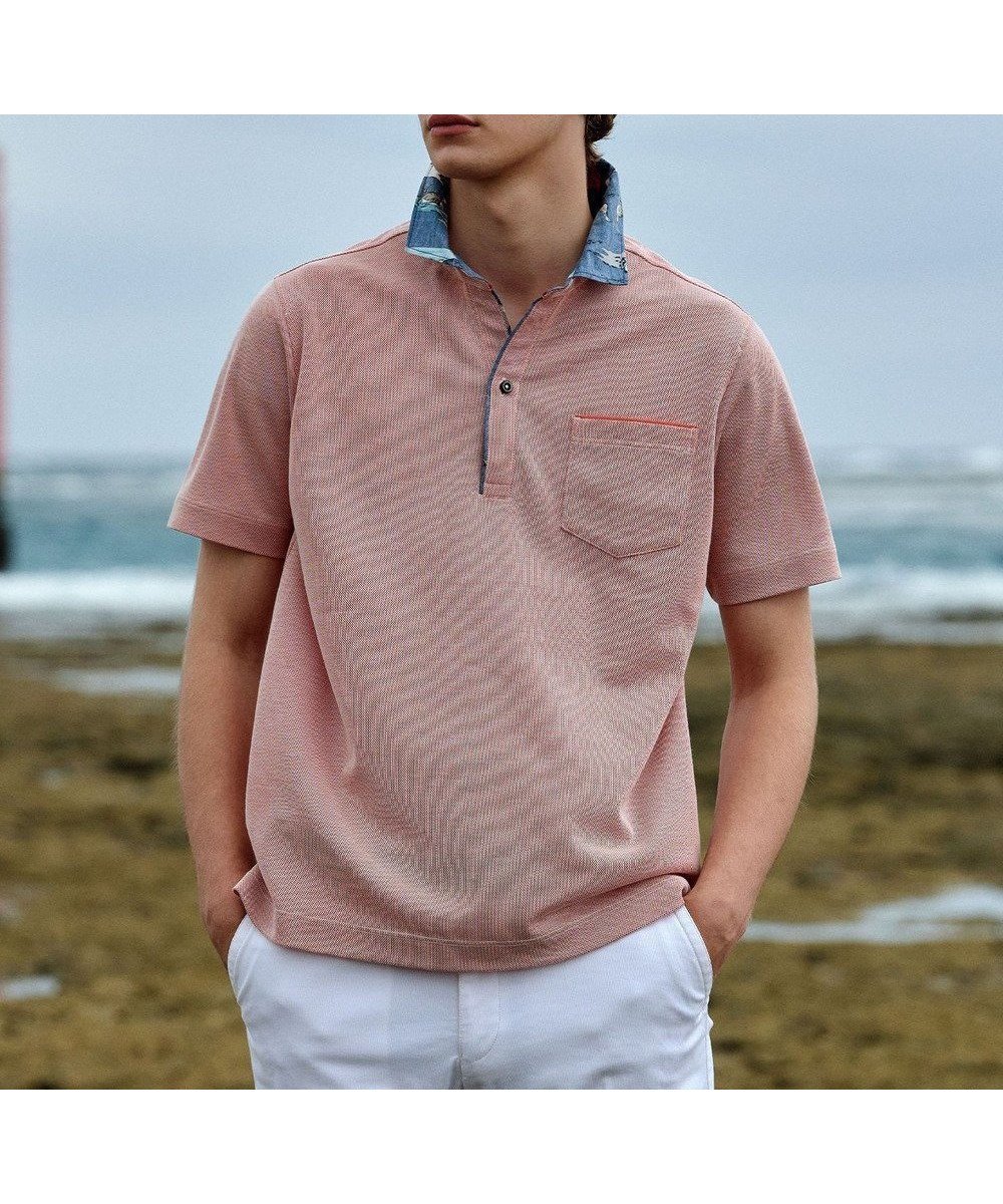【ジョセフ アブード/JOSEPH ABBOUD / MEN】のギフトに!【老舗アロハブランドとコラボレーション】カハラ アロハ ダディ ポロシャツ インテリア・キッズ・メンズ・レディースファッション・服の通販 founy(ファニー) 　ファッション　Fashion　メンズファッション　Men's Style Online　トップス・カットソー　Tops/Tshirt/Men　シャツ　Shirts　ポロシャツ　Polo Shirts　アロハ　Aloha　オーガニック　Organic　春　Spring　吸水　Water Absorption　スキッパー　Skipper　人気　Popularity　ビーチ　Beach　プリント　Print　ボーダー　Border　ポロシャツ　Polo Shirt　モチーフ　Motif　リネン　Linen　リラックス　Relax　S/S・春夏　Ss・Spring/Summer　おすすめ　Recommend　夏　Summer　ギフト プレゼント　Gift Present　オレンジ×ハレアカラ国立公園襟|ID: prp329100004497772 ipo3291000000032685567