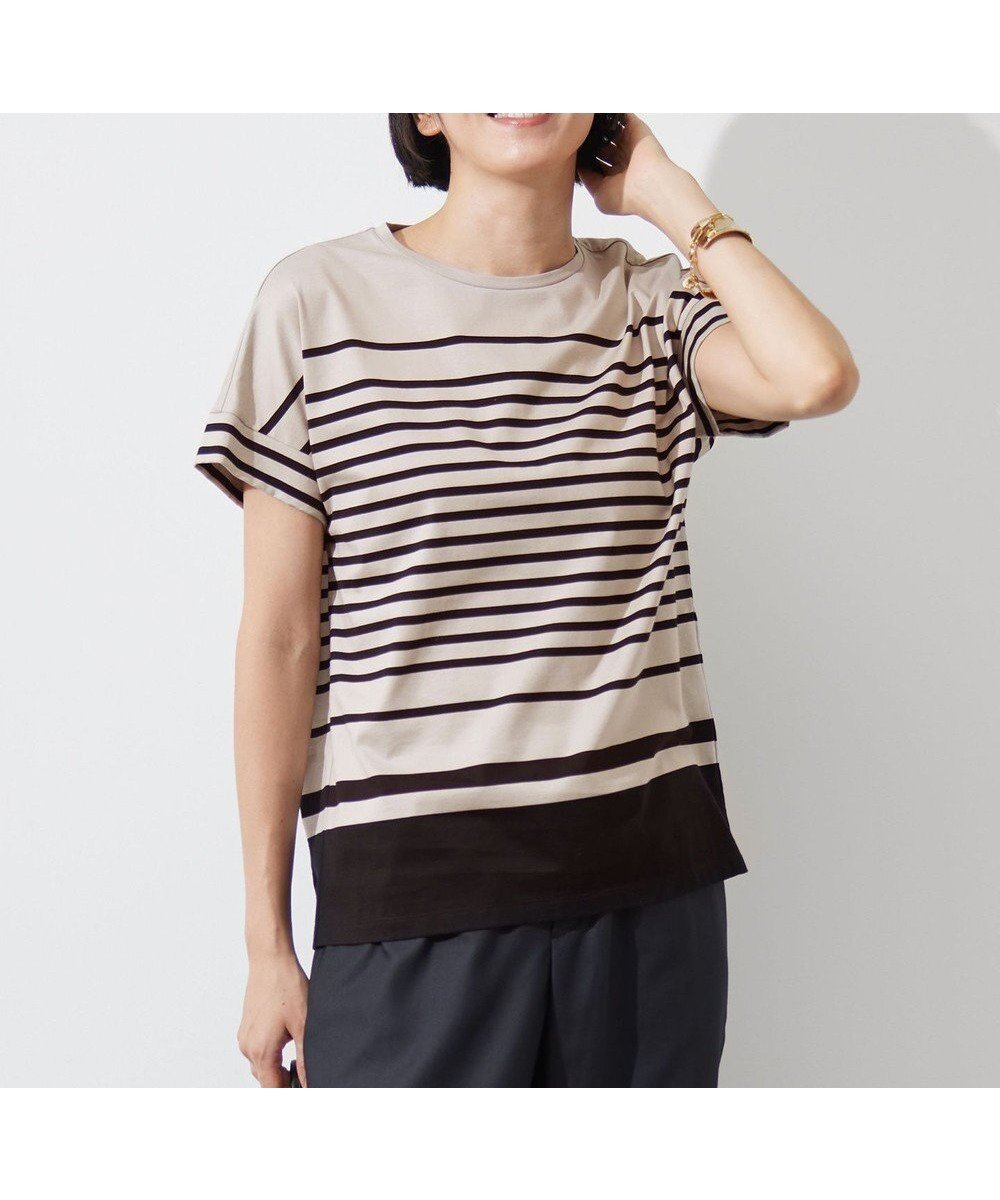 【自由区/JIYU-KU】の【洗える】ハイカウントボーダー カットソー 人気、トレンドファッション・服の通販 founy(ファニー) 　ファッション　Fashion　レディースファッション　Fashion for Women　トップス・カットソー　Cut & Sew Tops　シャツ・ブラウス・オフィスカジュアル　Elegant Blouses & Button-Ups　ロングTシャツ・Tシャツ　Longline T-Shirts & Tees　カットソー・ベーシックTシャツ　Cut-and-Sewn Tops / Stretch Tees & Basics　カットソー　Cut and Sewn Top　コンパクト　Compact, Small Size　ボックス　Boxy, Box Shape　ボーダー　Border, Stripe　ランダム　Random, Irregular　夏　Summer　春　Spring　S/S・春夏　SS, Spring/Summer, Warm Season　洗える　Machine Washable　 other-1|ID: prp329100004497830 ipo3291000000034685567