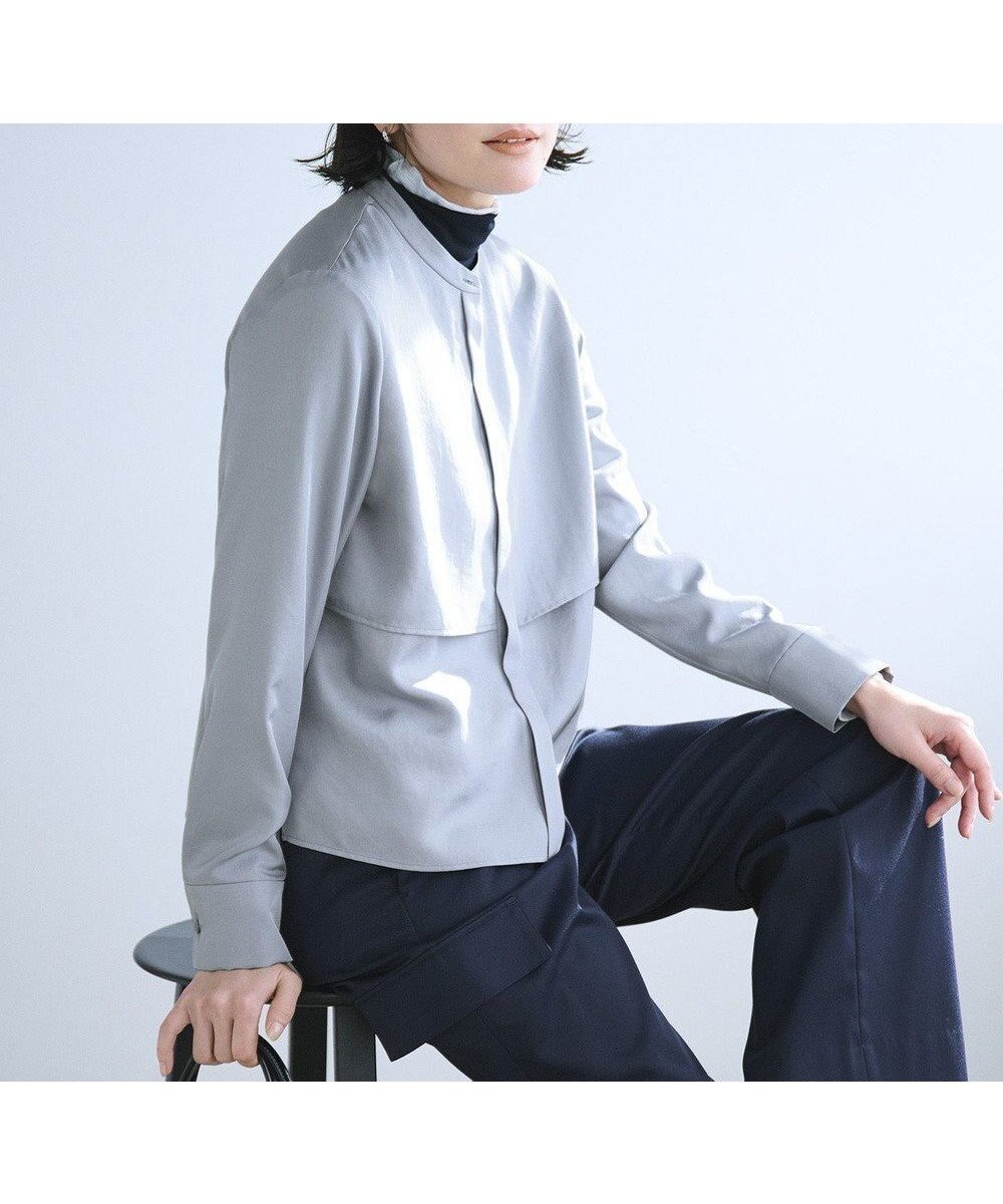 【アイシービー/iCB】の【WEB限定・洗える】シルキーツイル クロップドシャツ インテリア・キッズ・メンズ・レディースファッション・服の通販 founy(ファニー) 　ファッション　Fashion　レディースファッション　WOMEN　トップス・カットソー　Tops/Tshirt　シャツ/ブラウス　Shirts/Blouses　洗える　Washable　クロップド　Cropped　スリット　Slit　ツイル　Twill　バランス　Balance　羽織　Haori　ヨーク　Yoke　A/W・秋冬　Aw・Autumn/Winter・Fw・Fall-Winter　2024年　2024　エレガント 上品　Elegant　2024-2025秋冬・A/W　Aw/Autumn/Winter/Fw/Fall/2024-2025　ブルー系|ID: prp329100004497833 ipo3291000000031730858