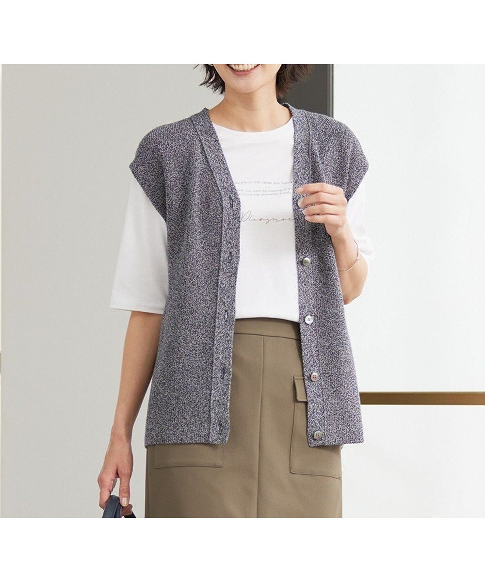 【ジェイ プレス/J.PRESS】の【洗える】 シネコットン ニットジレ インテリア・キッズ・メンズ・レディースファッション・服の通販 founy(ファニー) 　ファッション　Fashion　レディースファッション　WOMEN　アウター　Coat Outerwear　トップス・カットソー　Tops/Tshirt　ニット　Knit Tops　ベスト/ジレ　Gilets/Vests　スリーブ　Sleeve　ツイスト　Twist　バランス　Balance　フレンチ　French　フロント　Front　ベスト　Vest　ミックス　Mix　夏　Summer　春　Spring　S/S・春夏　Ss・Spring/Summer　洗える　Washable　ネイビー系|ID: prp329100004498179 ipo3291000000031733060