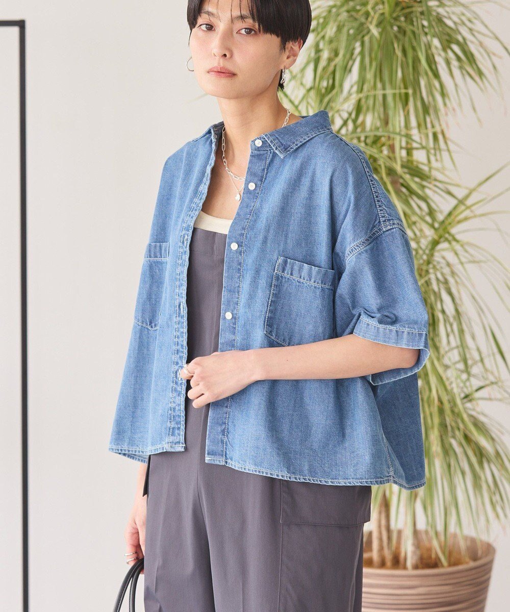 【アメリカンホリック/AMERICAN HOLIC】のWポケットデニムショートシャツ インテリア・キッズ・メンズ・レディースファッション・服の通販 founy(ファニー) ファッション Fashion レディースファッション Fashion for Women トップス・カットソー Cut & Sew Tops シャツ・ブラウス・オフィスカジュアル Elegant Blouses & Button-Ups インディゴ Indigo Denim クロップド Cropped, Short Length ショルダー Shoulder, Shoulder Strap シンプル Simple, Minimal ダブル Double, Double-Breasted ドロップ Drop Shoulder, Dropped Style フロント Front, Front Design ポケット Pocket, Pocket Detail ワイド Wide, Wide Fit ヴィンテージ Vintage Style 夏 Summer 春 Spring S/S・春夏 SS, Spring/Summer, Warm Season Indigo|ID: prp329100004498513 ipo3291000000033580030