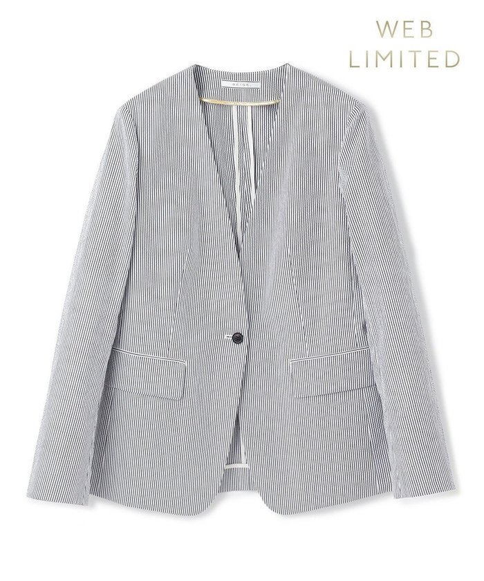 【ベイジ,/BEIGE,】の【洗える・WEB限定】NEMESIA / ソフトサッカーノーカラージャケット インテリア・キッズ・メンズ・レディースファッション・服の通販 founy(ファニー) https://founy.com/ ファッション Fashion レディースファッション WOMEN アウター Coat Outerwear ジャケット Jackets ノーカラージャケット No Collar Leather Jackets ジャケット Jacket 夏 Summer 春 Spring S/S・春夏 Ss・Spring/Summer 洗える Washable |ID: prp329100004498541 ipo3291000000031781256
