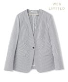 【ベイジ,/BEIGE,】の【洗える・WEB限定】NEMESIA / ソフトサッカーノーカラージャケット Navy St.|ID: prp329100004498541 ipo3291000000031781258