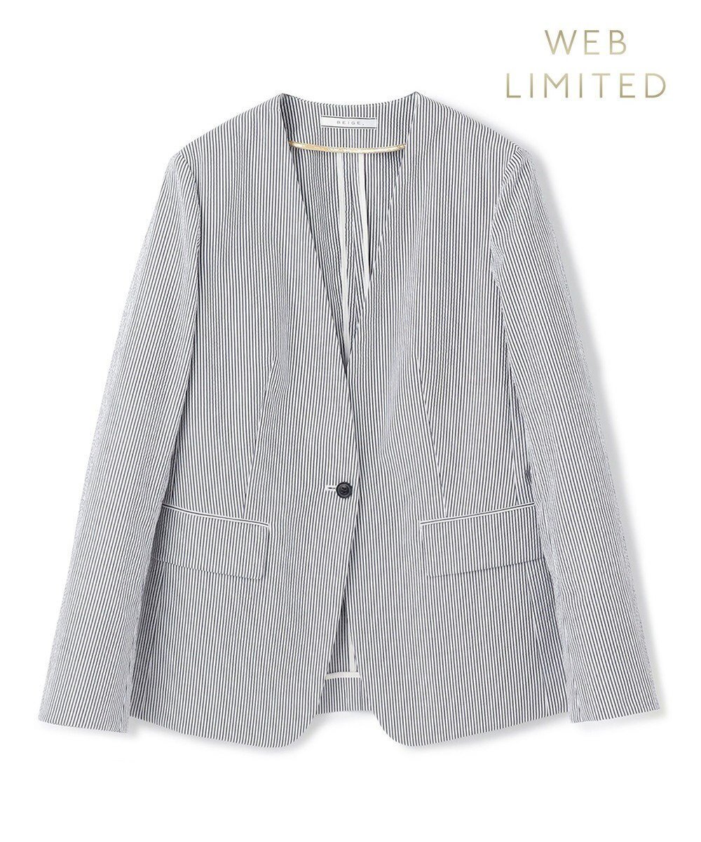 【ベイジ,/BEIGE,】の【洗える・WEB限定】NEMESIA / ソフトサッカーノーカラージャケット インテリア・キッズ・メンズ・レディースファッション・服の通販 founy(ファニー) 　ファッション　Fashion　レディースファッション　Ladies' Fashion Online　アウター　Coat Outerwear　ジャケット　Jackets　ノーカラージャケット　No Collar Leather Jackets　ジャケット　Jacket　夏　Summer　春　Spring　S/S・春夏　Ss・Spring/Summer　洗える　Washable　Navy St.|ID: prp329100004498541 ipo3291000000032662279