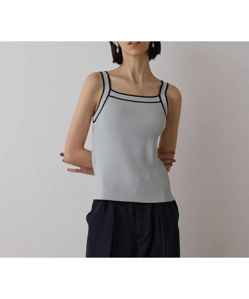 【グレース コンチネンタル/GRACE CONTINENTAL】のバイカラーリブニットトップ インテリア・キッズ・メンズ・レディースファッション・服の通販 founy(ファニー) 　ファッション　Fashion　レディースファッション　Fashion for Women　トップス・カットソー　Cut & Sew Tops　ニット　Knit Tops & Sweaters　アンサンブル　Ensemble Set　春　Spring　カーディガン　Cardigan, Knitwear　クラシカル　Classical, Vintage-Inspired　スマート　Smart, Elegant　タンク　Tank Top, Sleeveless Top　トリミング　Trimming, Decorative Edge　フィット　Fit, Slim Fit　ミラノリブ　Milano Rib, Milano Stitch　S/S・春夏　SS, Spring/Summer, Warm Season　おすすめ　Recommended / Our Picks　夏　Summer　セレモニー　Ceremony　ブルー|ID: prp329100004498620 ipo3291000000032743063