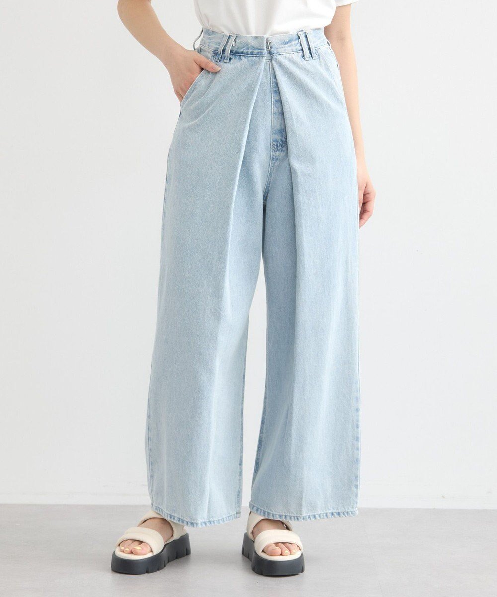 【アースミュージックアンドエコロジー/earth music&ecology】のフロントタックデニムパンツ 人気、トレンドファッション・服の通販 founy(ファニー) 　ファッション　Fashion　レディースファッション　WOMEN　パンツ　Pants　デニムパンツ　Denim Pants　おすすめ　Recommend　シンプル　Simple　スマート　Smart　デニム　Denim　フロント　Front　ポケット　Pocket　ワイド　Wide　夏　Summer　春　Spring　S/S・春夏　Ss・Spring/Summer　 other-1|ID: prp329100004498690 ipo3291000000032098944