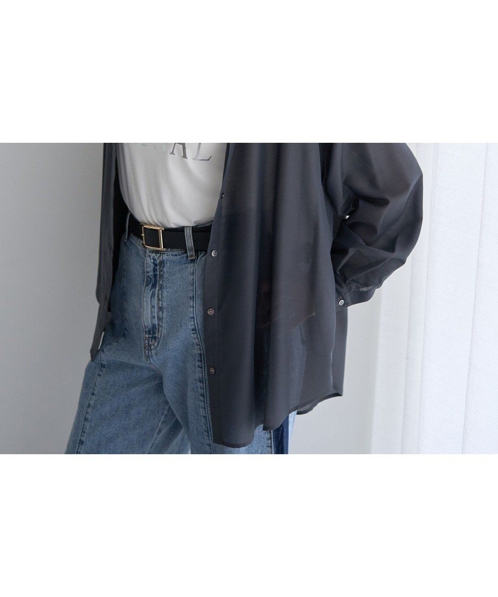 【イェッカ ヴェッカ/YECCA VECCA】のサイドスリットシアーシャツ インテリア・キッズ・メンズ・レディースファッション・服の通販 founy(ファニー) 　ファッション　Fashion　レディースファッション　Fashion for Women　トップス・カットソー　Cut & Sew Tops　シャツ・ブラウス・オフィスカジュアル　Elegant Blouses & Button-Ups　おすすめ　Recommended / Our Picks　シアー　Sheer, See-Through　シンプル　Simple, Minimal　スリット　Slit, Slit Detail　ポケット　Pocket, Pocket Detail　夏　Summer　春　Spring　S/S・春夏　SS, Spring/Summer, Warm Season　長袖　Long Sleeve, Full Sleeve　Charcoal Gray|ID: prp329100004498695 ipo3291000000033263732