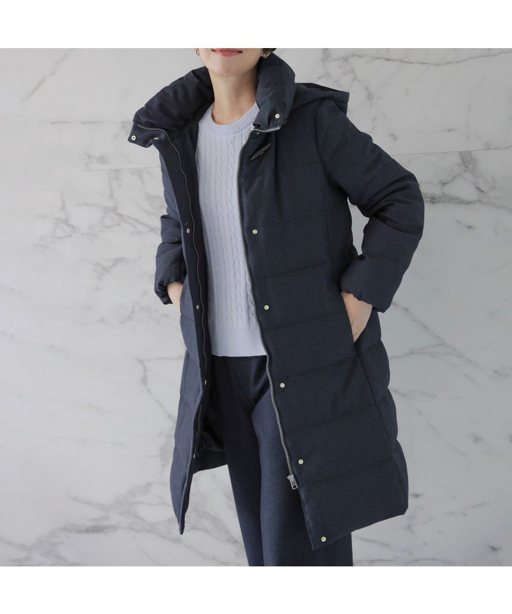 【ジェイ プレス/J.PRESS】の【洗える】ポリエステルハウンドトゥース ロング ダウンコート インテリア・キッズ・メンズ・レディースファッション・服の通販 founy(ファニー) 　ファッション　Fashion　レディースファッション　Fashion for Women　アウター　Coat / Outerwear Collection　コート・ロングコート・ピーコート　Long Coats, Peacoats & More　レディースジャケット・軽アウター　Jackets　ダウンジャケット・軽量ダウン　Warm & Lightweight Down Jackets　洗える　Machine Washable　シンプル　Simple, Minimal　ジャケット　Jacket, Outerwear　スタンド　Stand Collar, Upright Stand　ダウン　Down, Puffer　ハウンドトゥース　Houndstooth, Dogtooth Check　ポケット　Pocket, Pocket Detail　無地　Plain, Solid Color　ロング　Long, Long-Length　A/W・秋冬　Autumn/Winter　エレガント 上品　Elegant　ネイビー系3|ID: prp329100004499303 ipo3291000000034310705