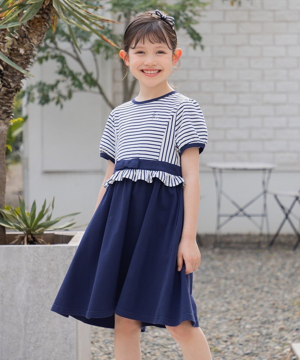 【組曲 / KIDS/KUMIKYOKU】の【110-140㎝】マリンボーダー ワンピース インテリア・キッズ・メンズ・レディースファッション・服の通販 founy(ファニー) ファッション Fashion キッズファッション Fashion for Kids ワンピース Dresses ギャザー Gathered, Ruffled ボーダー Border, Stripe リボン Ribbon, Bow エレガント 上品 Elegant 夏 Summer 春 Spring S/S・春夏 SS, Spring/Summer, Warm Season 無地 Plain, Solid Color ネイビー|ID: prp329100004499306 ipo3291000000034294928