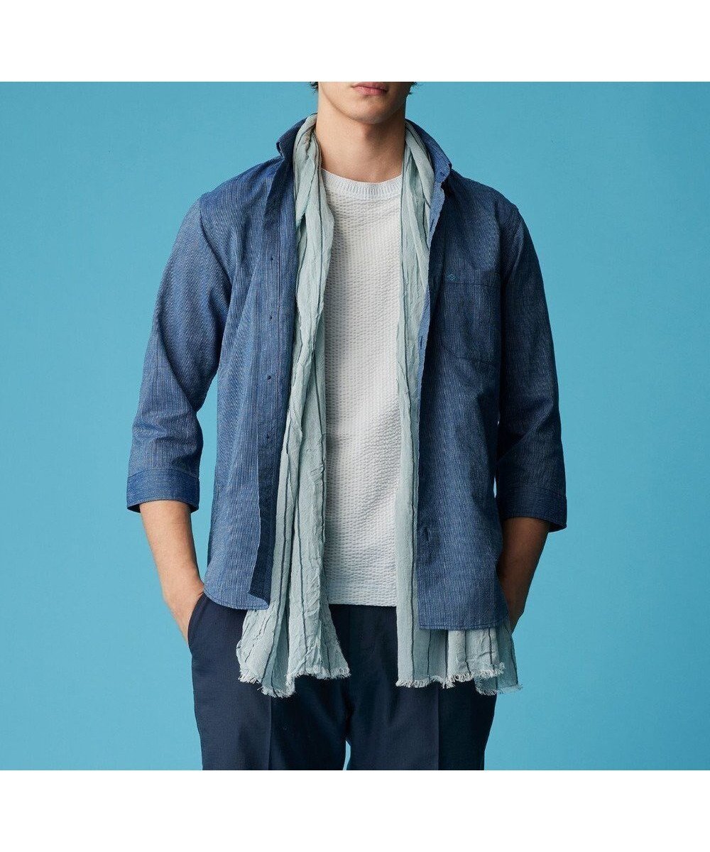 【ジョセフ アブード/JOSEPH ABBOUD / MEN】の【サスティナブル・7分袖】コットンリヨセルリネンコードストライプ シャツ インテリア・キッズ・メンズ・レディースファッション・服の通販 founy(ファニー) 　ファッション　Fashion　メンズファッション　Men's Style Online　トップス・カットソー　Tops/Tshirt/Men　シャツ　Shirts　カットソー　Cut And Sew　サッカー　Soccer　ランダム　Random　リネン　Linen　ワイド　Wide　エレガント 上品　Elegant　夏　Summer　春　Spring　S/S・春夏　Ss・Spring/Summer　ダルブルー系1|ID: prp329100004499330 ipo3291000000032634498