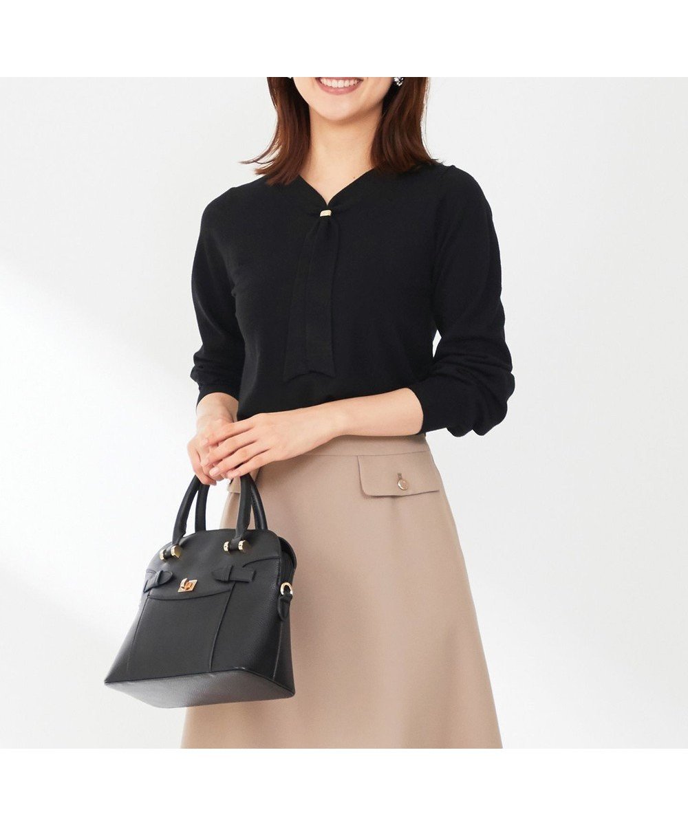 【エニィ スィス/any SiS】の【洗える】ボウタイ ニット インテリア・キッズ・メンズ・レディースファッション・服の通販 founy(ファニー) 　ファッション　Fashion　レディースファッション　Fashion for Women　トップス・カットソー　Cut & Sew Tops　ニット　Knit Tops & Sweaters　おすすめ　Recommended / Our Picks　アンサンブル　Ensemble Set　カーディガン　Cardigan, Knitwear　セーター　Sweater, Knitwear　フェミニン　Feminine, Girly　ベーシック　Basic, Essential　エレガント 上品　Elegant　洗える　Machine Washable　A/W・秋冬　Autumn/Winter　ブラック|ID: prp329100004499397 ipo3291000000033714046