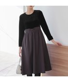 【ティアクラッセ/Tiaclasse】の【洗える】ベロア異素材ドッキングワンピース ブラック×チャコールグレー|ID: prp329100004499534 ipo3291000000031942105