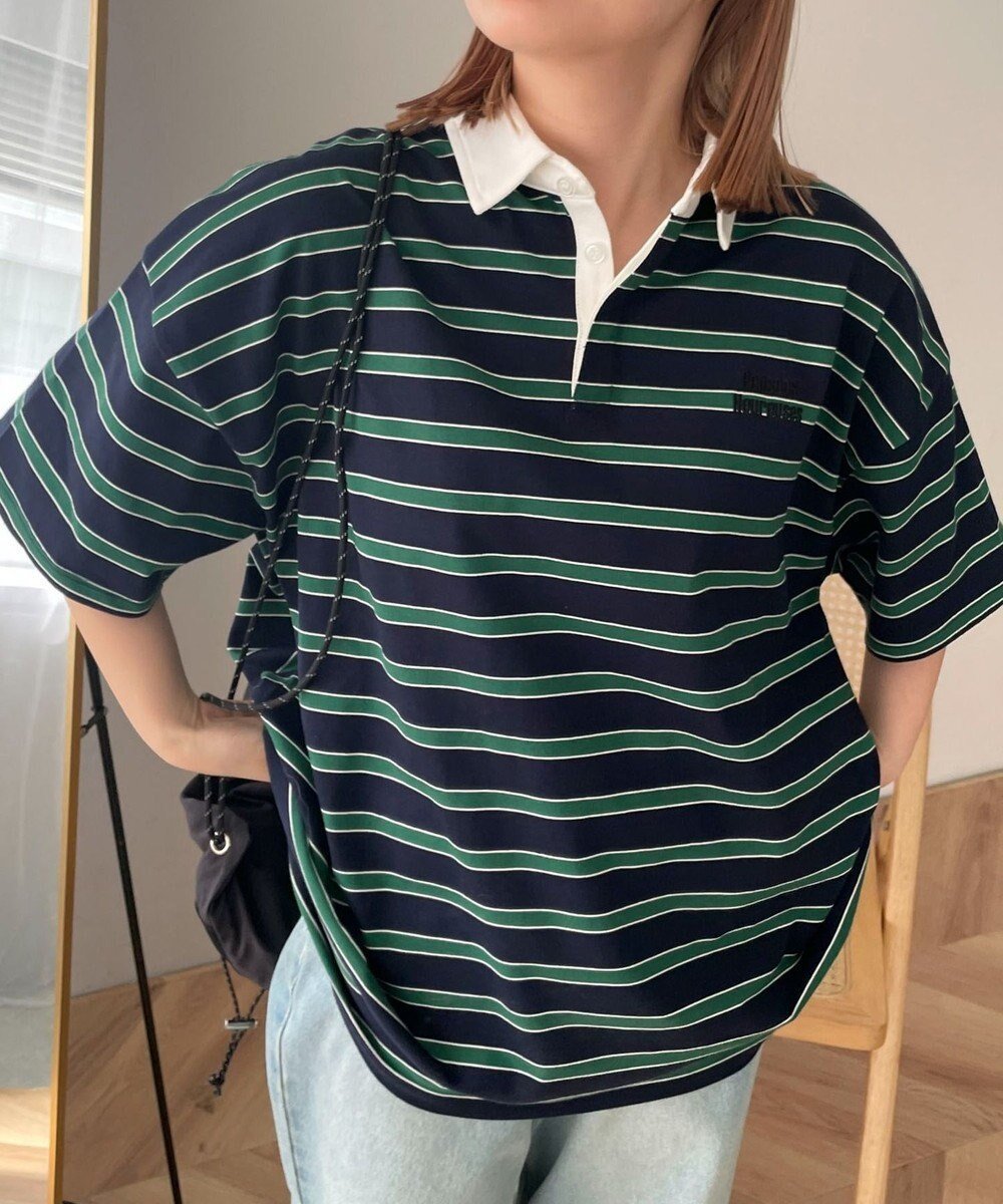 【ウィゴー/WEGO】のボーダーラガーシャツ インテリア・キッズ・メンズ・レディースファッション・服の通販 founy(ファニー) 　ファッション　Fashion　レディースファッション　WOMEN　トップス・カットソー　Tops/Tshirt　シャツ/ブラウス　Shirts/Blouses　ロング / Tシャツ　T-Shirts　カットソー　Cut and Sewn　おすすめ　Recommend　カットソー　Cut And Sew　ショート　Short　スマホ　Smartphone　デニム　Denim　トレンド　Trend　ボトム　Bottom　ボーダー　Border　今季　This Season　半袖　Short Sleeve　夏　Summer　春　Spring　S/S・春夏　Ss・Spring/Summer　ネイビー|ID: prp329100004499996 ipo3291000000032275574