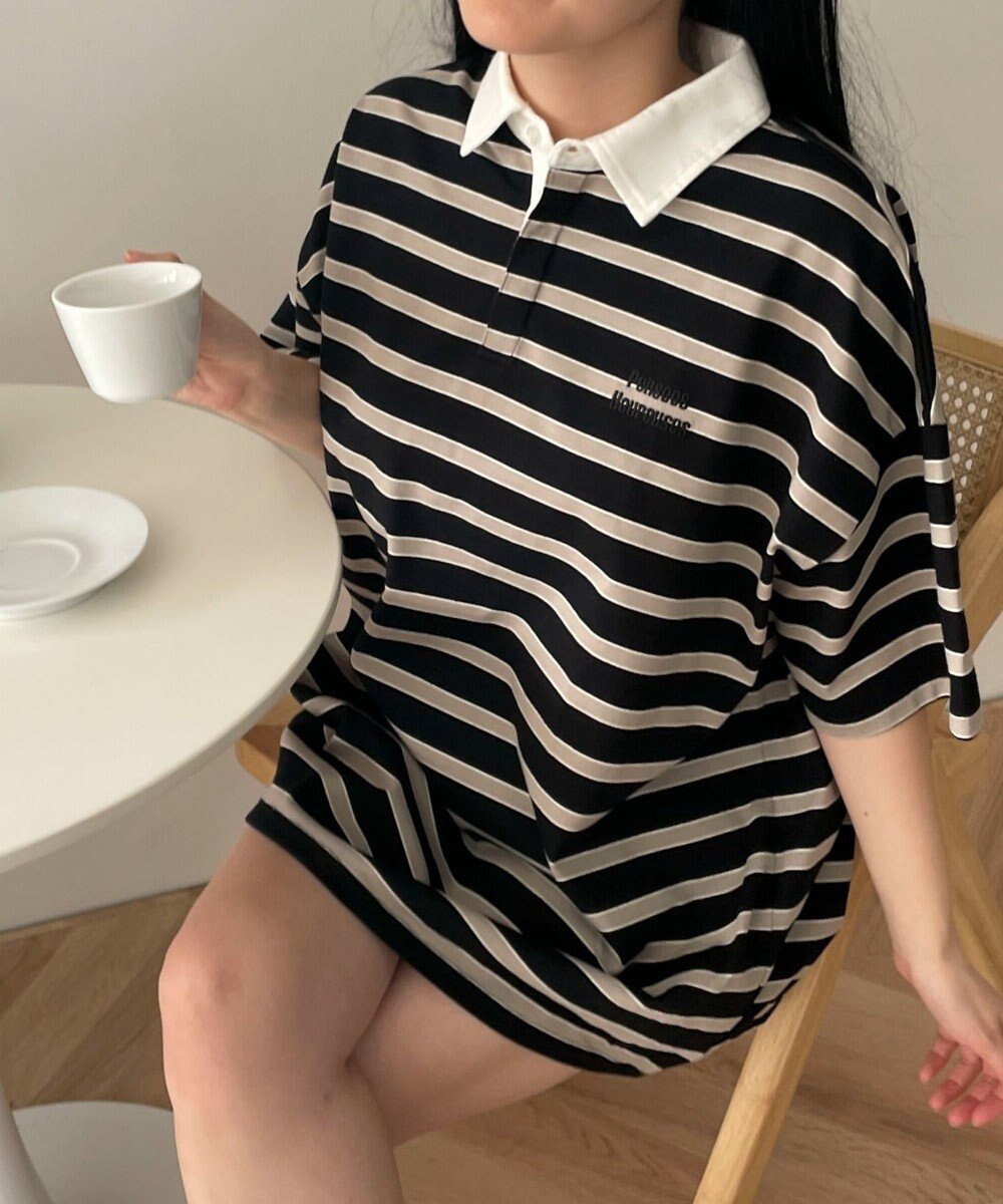 【ウィゴー/WEGO】のボーダーラガーシャツ インテリア・キッズ・メンズ・レディースファッション・服の通販 founy(ファニー) 　ファッション　Fashion　レディースファッション　WOMEN　トップス・カットソー　Tops/Tshirt　シャツ/ブラウス　Shirts/Blouses　ロング / Tシャツ　T-Shirts　カットソー　Cut and Sewn　おすすめ　Recommend　カットソー　Cut And Sew　ショート　Short　スマホ　Smartphone　デニム　Denim　トレンド　Trend　ボトム　Bottom　ボーダー　Border　今季　This Season　半袖　Short Sleeve　夏　Summer　春　Spring　S/S・春夏　Ss・Spring/Summer　ブラック|ID: prp329100004499996 ipo3291000000032275576