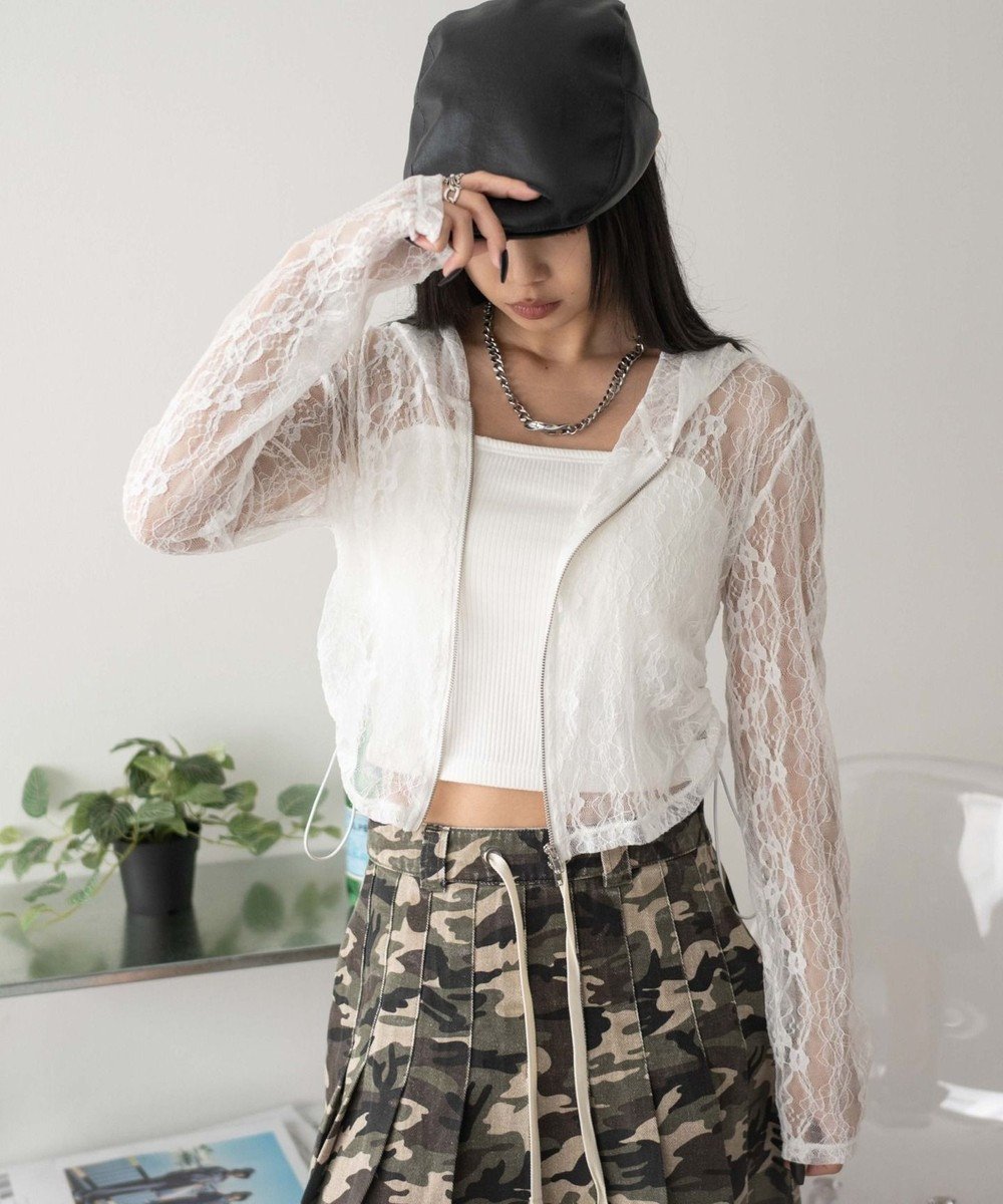 【ウィゴー/WEGO】のレースダブルジップパーカー 人気、トレンドファッション・服の通販 founy(ファニー) 　ファッション　Fashion　レディースファッション　WOMEN　トップス・カットソー　Tops/Tshirt　パーカ　Sweats　インナー　Inner　春　Spring　キャミ　Cami　スマホ　Smartphone　タンク　Tank　デニム　Denim　トレンド　Trend　長袖　Long Sleeve　ハーフ　Half　パーカー　Hoodie　フリル　Frills　レース　Race　S/S・春夏　Ss・Spring/Summer　おすすめ　Recommend　夏　Summer　 other-1|ID: prp329100004499997 ipo3291000000031829196