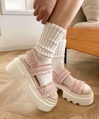 【ウィゴー/WEGO】の厚底フリルギャザーサンダル ライトピンク|ID: prp329100004500008 ipo3291000000032098075