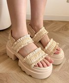 【ウィゴー/WEGO】の厚底フリルギャザーサンダル オフホワイト|ID: prp329100004500008 ipo3291000000032098076
